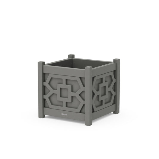 POLYWOOD Chinoiserie Large Square Planter Box — Slate Grey