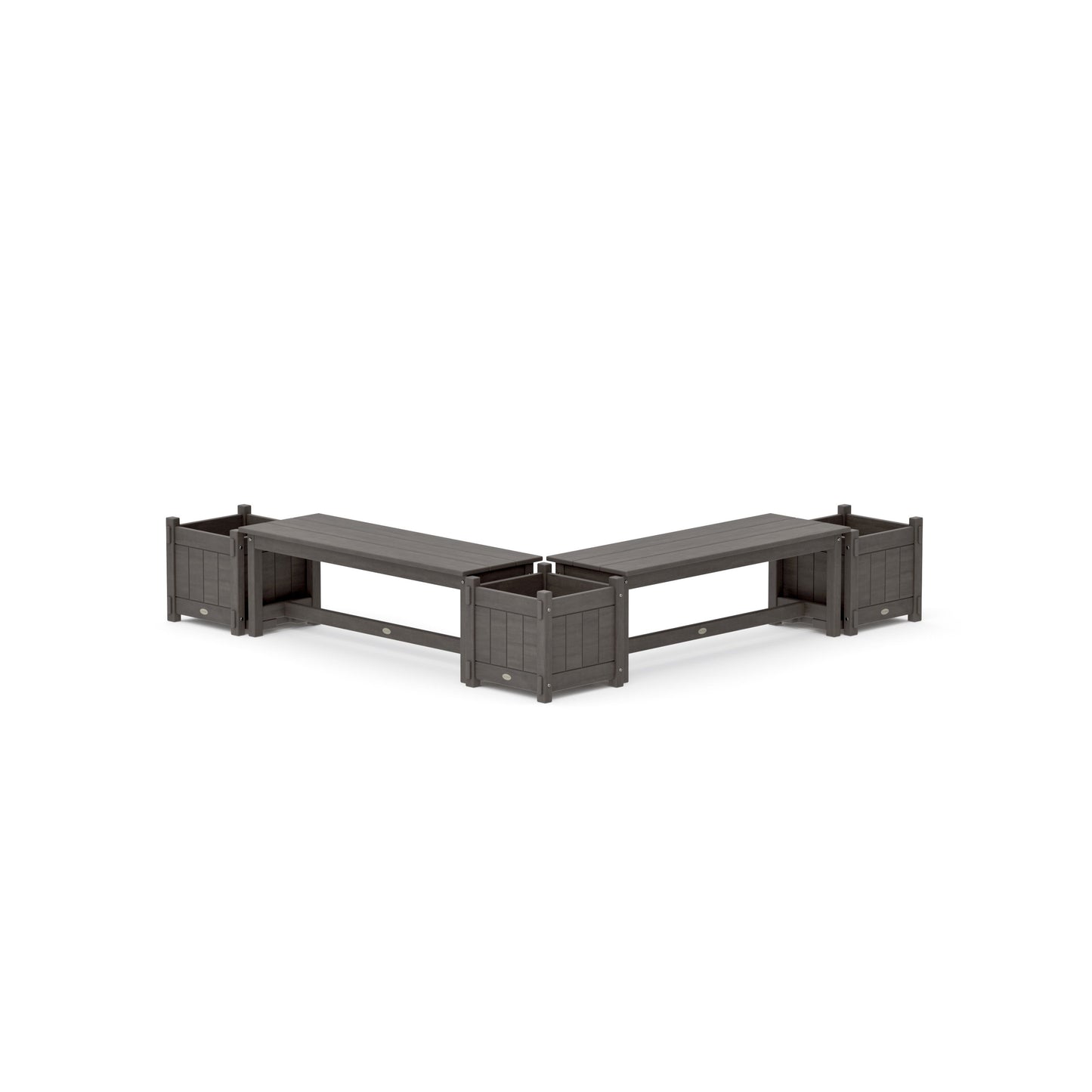 POLYWOOD 48" Vineyard L- Shaped Planter Bench Corner Set — Driftwood