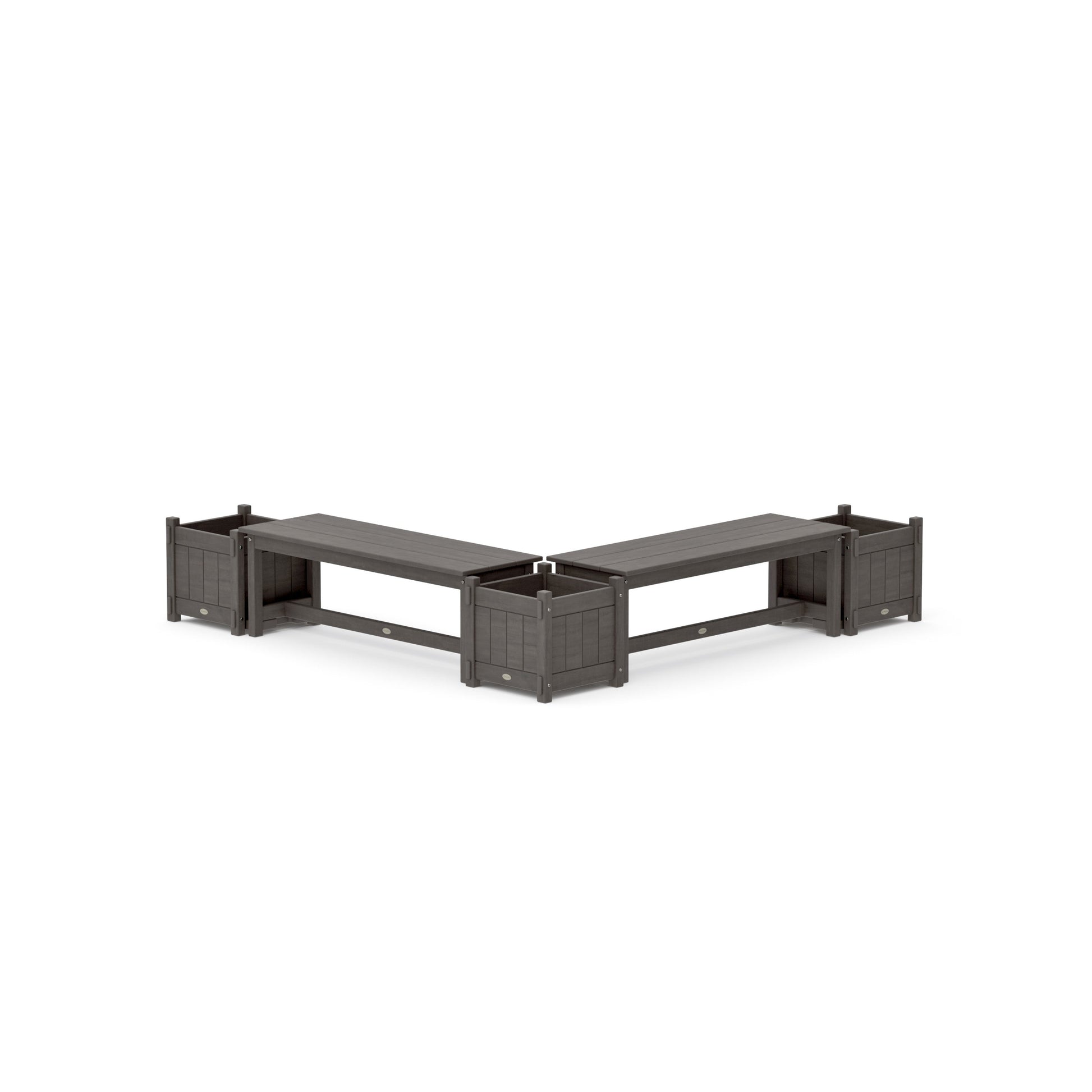 POLYWOOD 48" Vineyard L- Shaped Planter Bench Corner Set — Driftwood