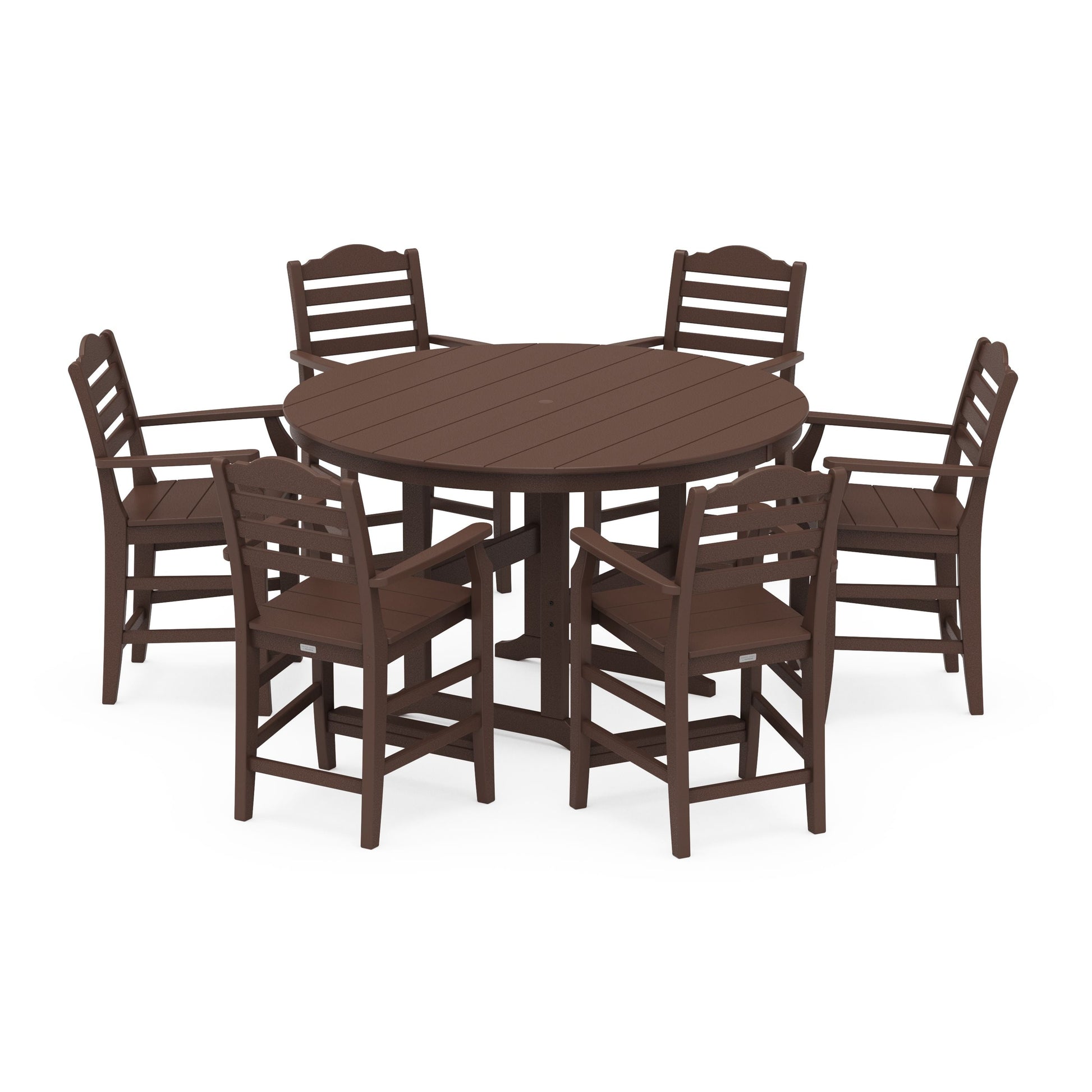 POLYWOOD Savannah 7-Piece Arm Chair Round Farmhouse Counter Set