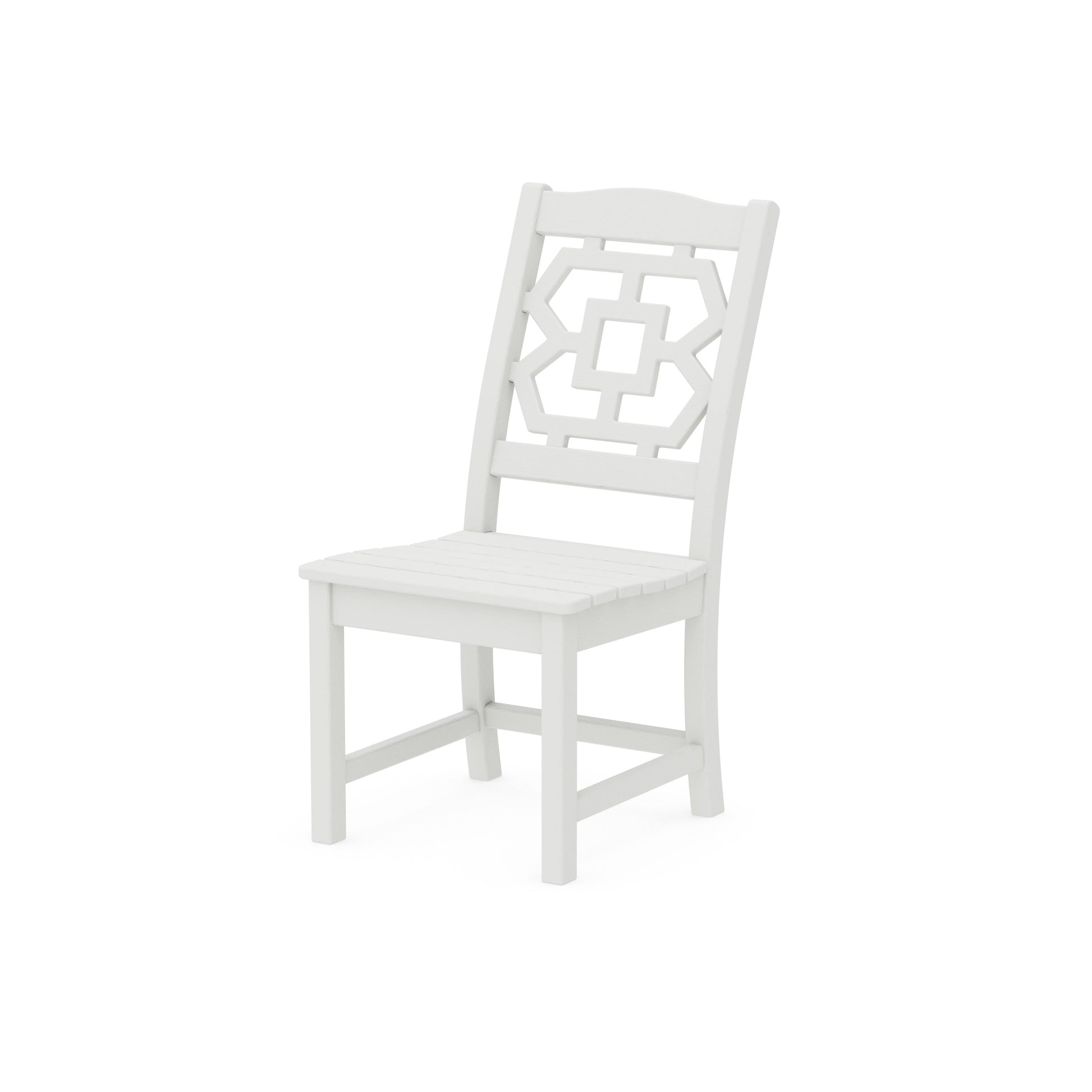 POLYWOOD Chinoiserie Dining Side Chair — Vintage White