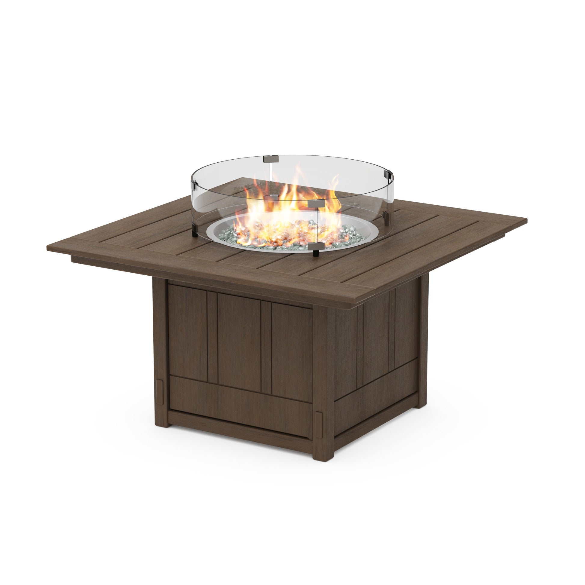 POLYWOOD Acadia Square 42" Fire Pit Table — Kona