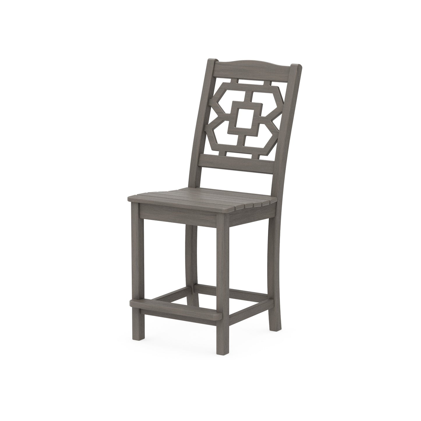 POLYWOOD Chinoiserie Counter Side Chair — Driftwood