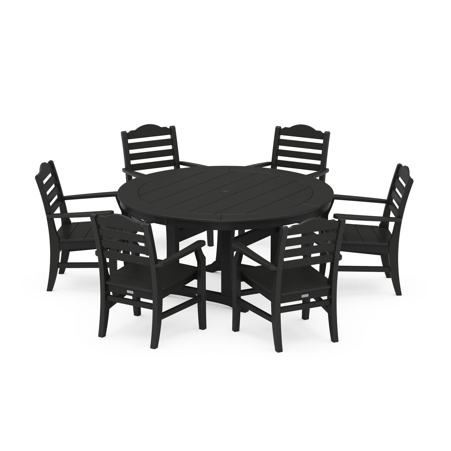 POLYWOOD Savannah 7-Piece Arm Chair Round Dining Set — Black