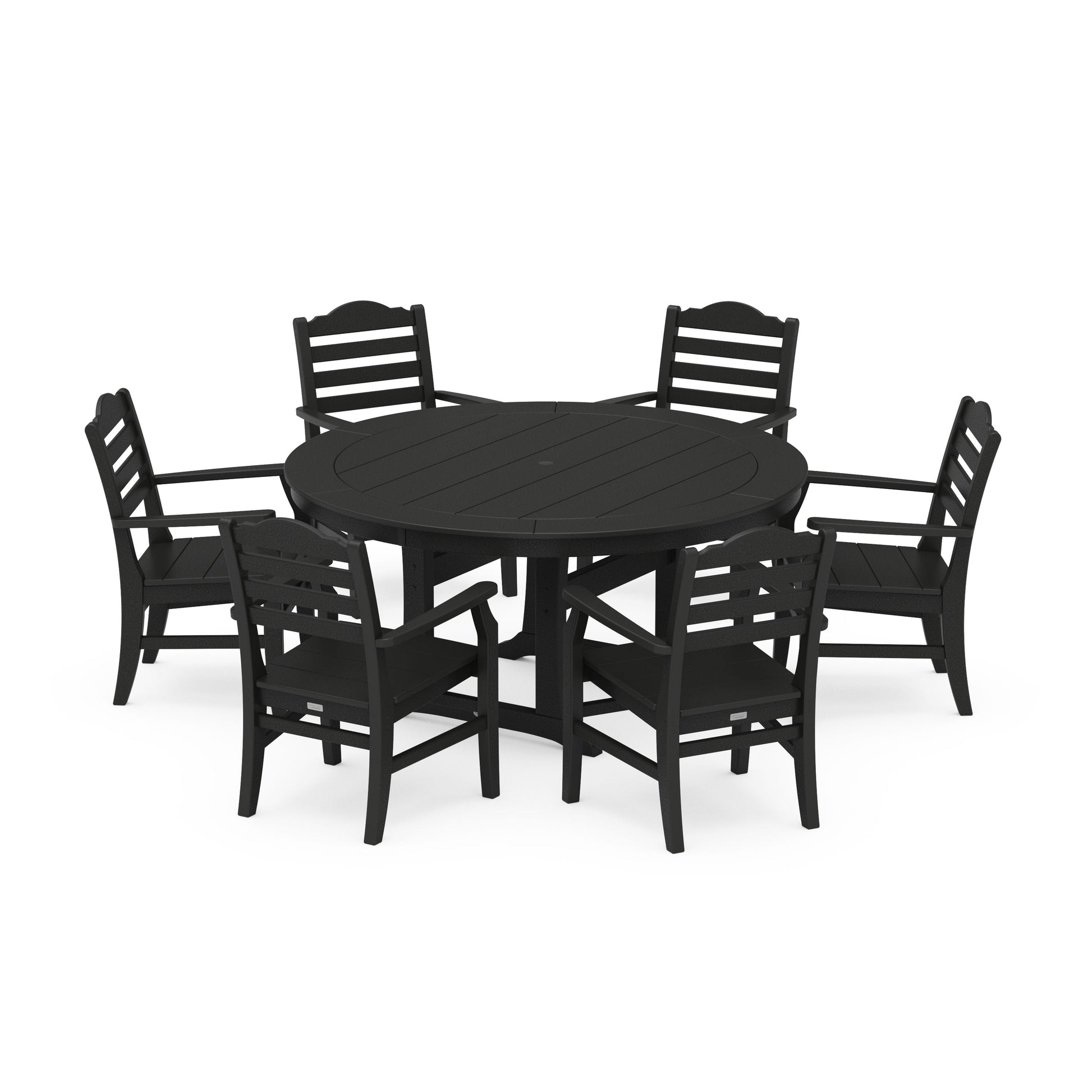POLYWOOD Savannah 7-Piece Arm Chair Round Dining Set — Black