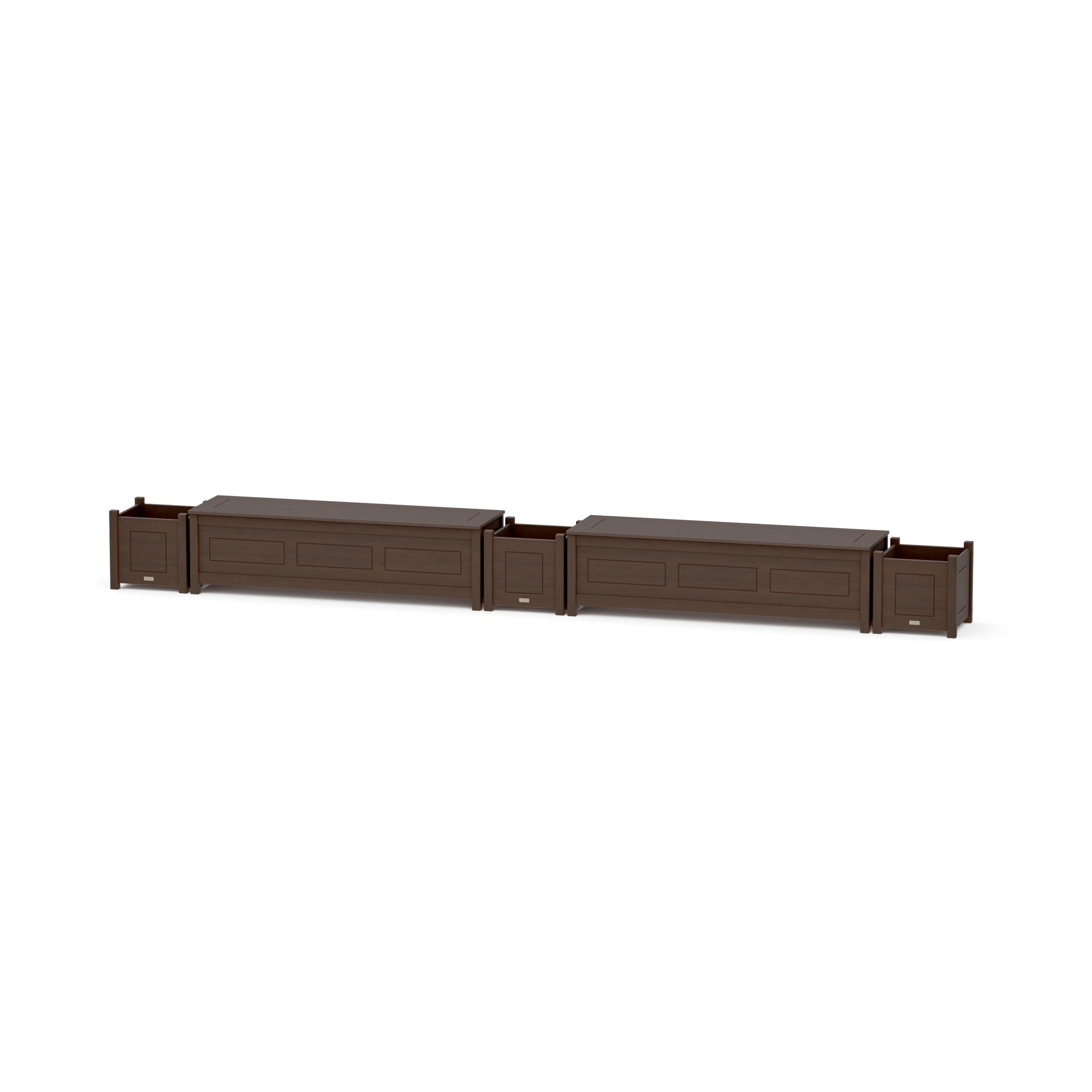 POLYWOOD 60" Country Living Straight Double Planter Storage Bench Set — Kona