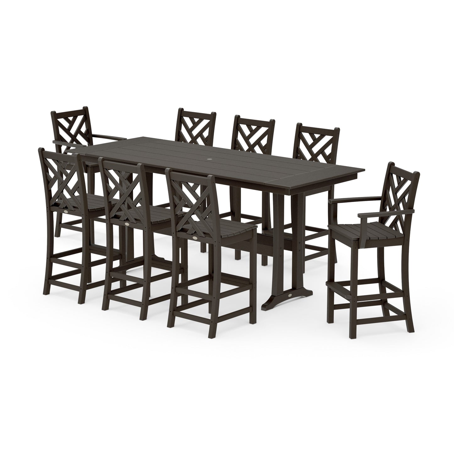 POLYWOOD Chippendale 9-Piece Farmhouse Bar Set with Trestle Legs — Vintage Coffee