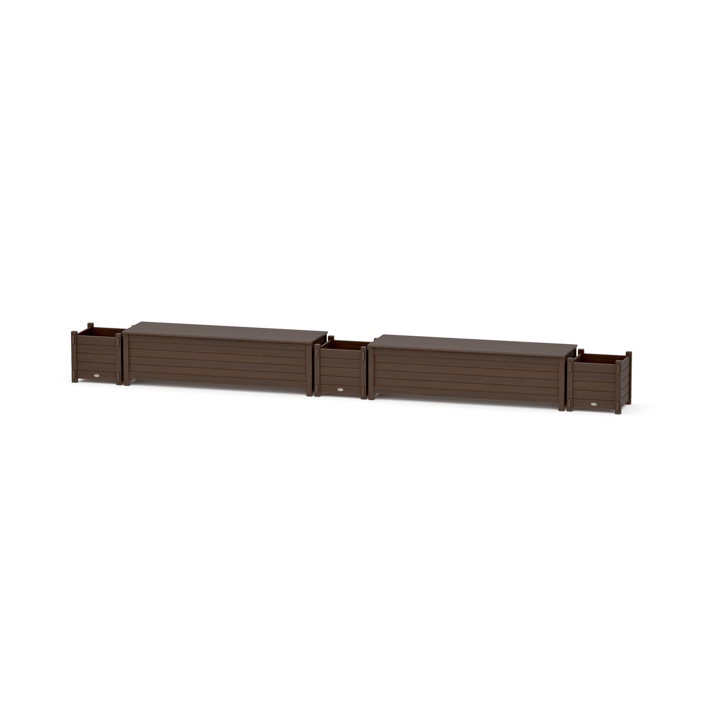 POLYWOOD 60" Nautical Straight Double Planter Storage Bench Set — Kona