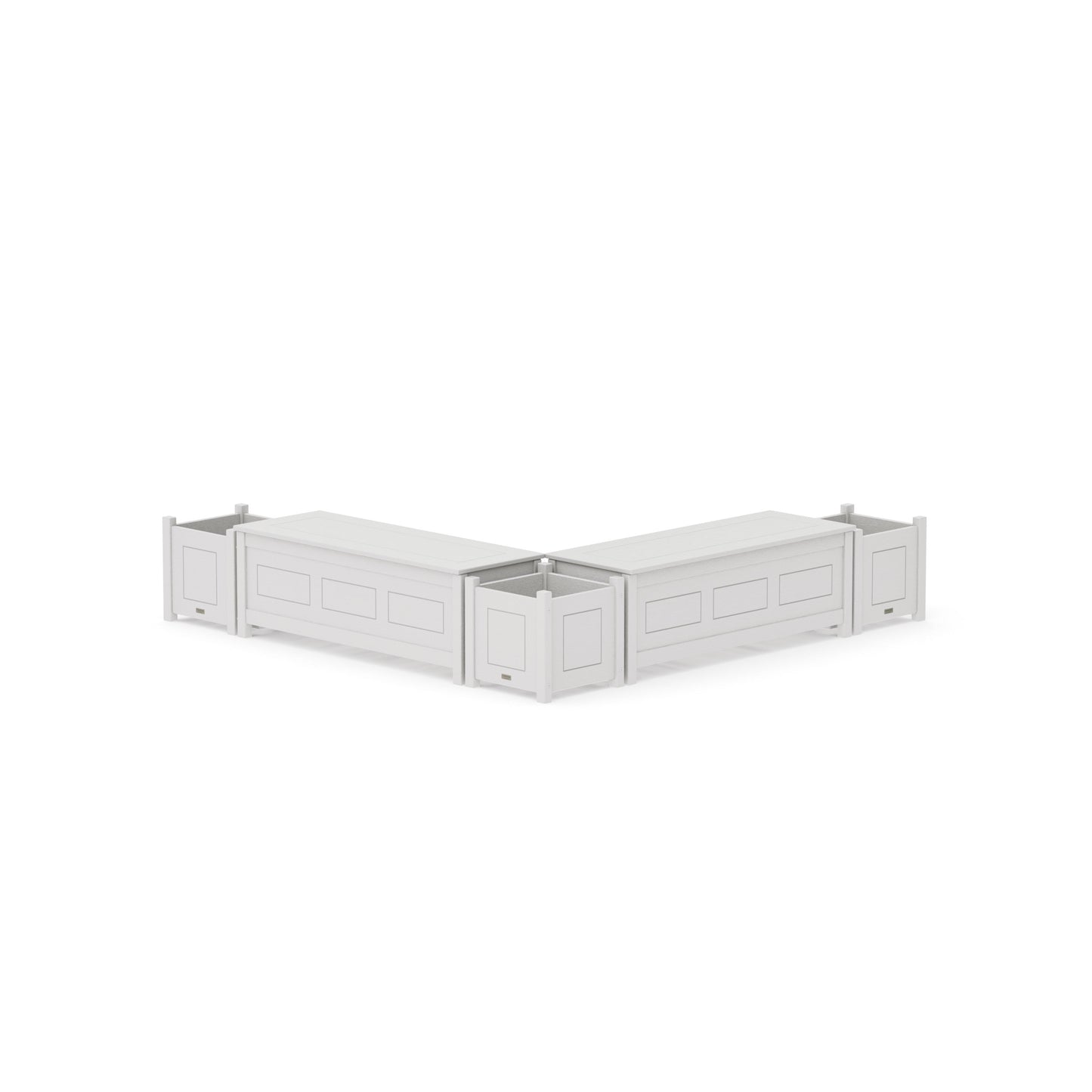 POLYWOOD 48" Country Living L- Shaped Planter Storage Bench Corner Set — Vintage White
