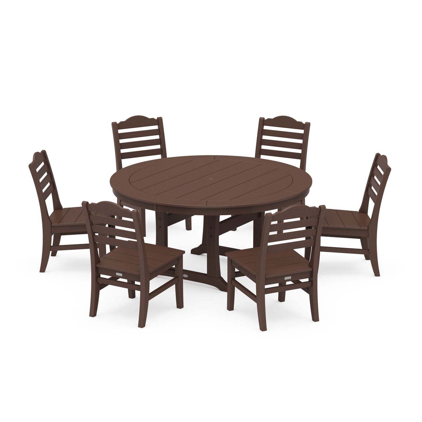 POLYWOOD Savannah 7-Piece Side Chair Round Dining Set — Mahogany
