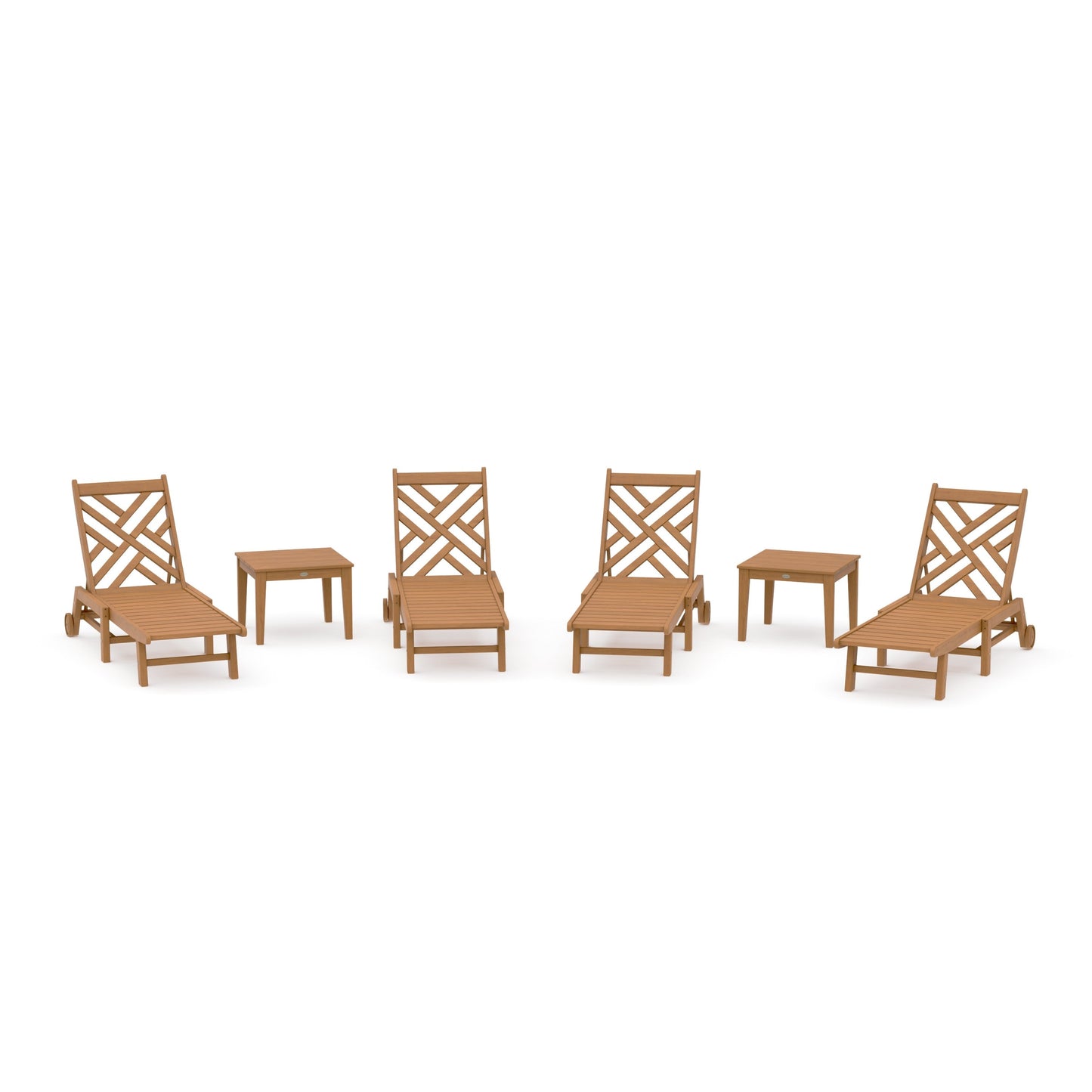 POLYWOOD Chippendale 6-Piece Chaise Set with Wheels — Natural