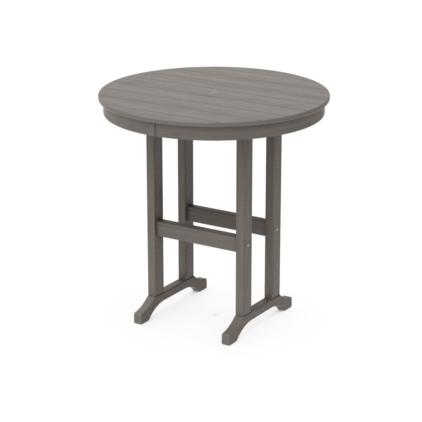 POLYWOOD 36" Round Farmhouse Counter Table — Driftwood