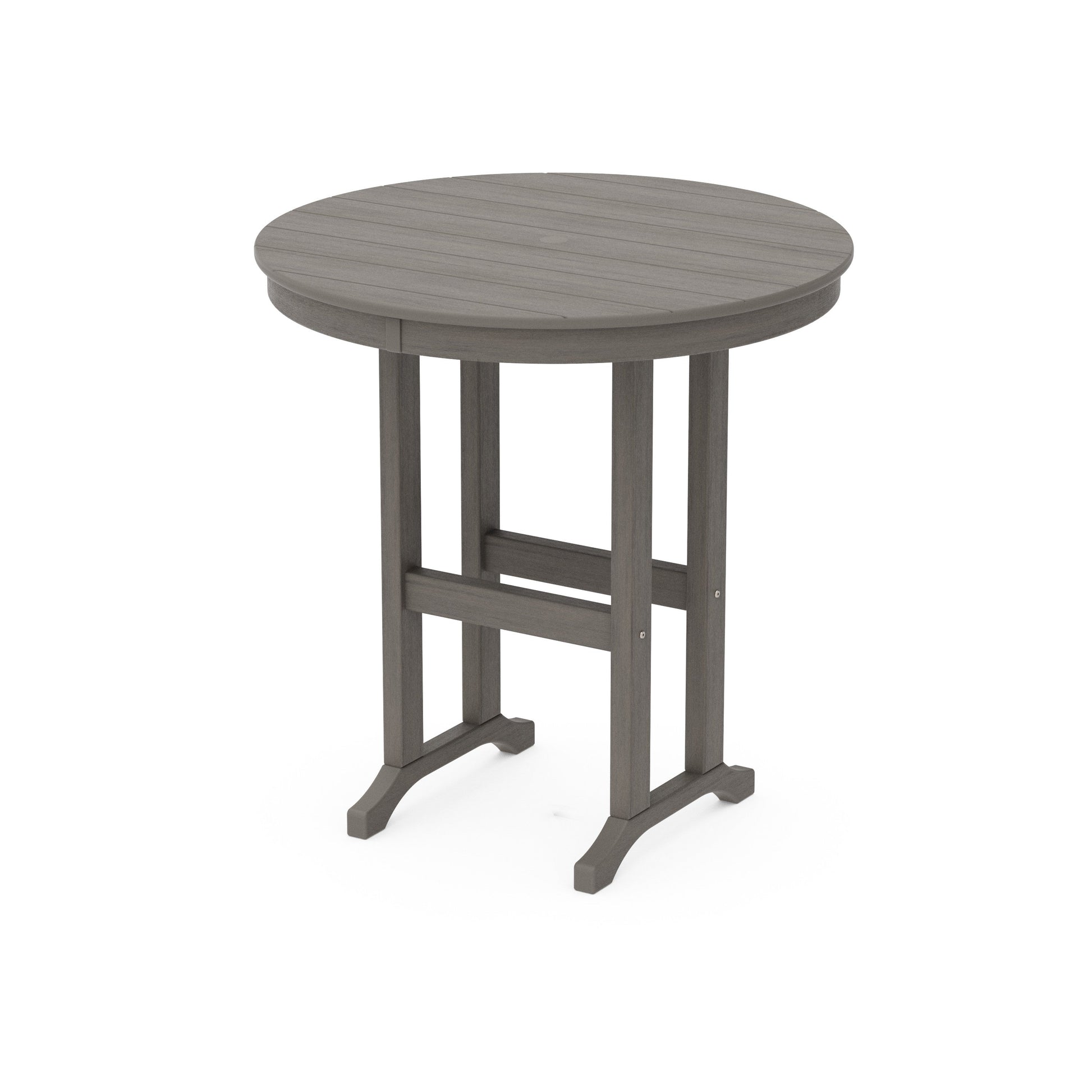POLYWOOD 36" Round Farmhouse Counter Table — Driftwood