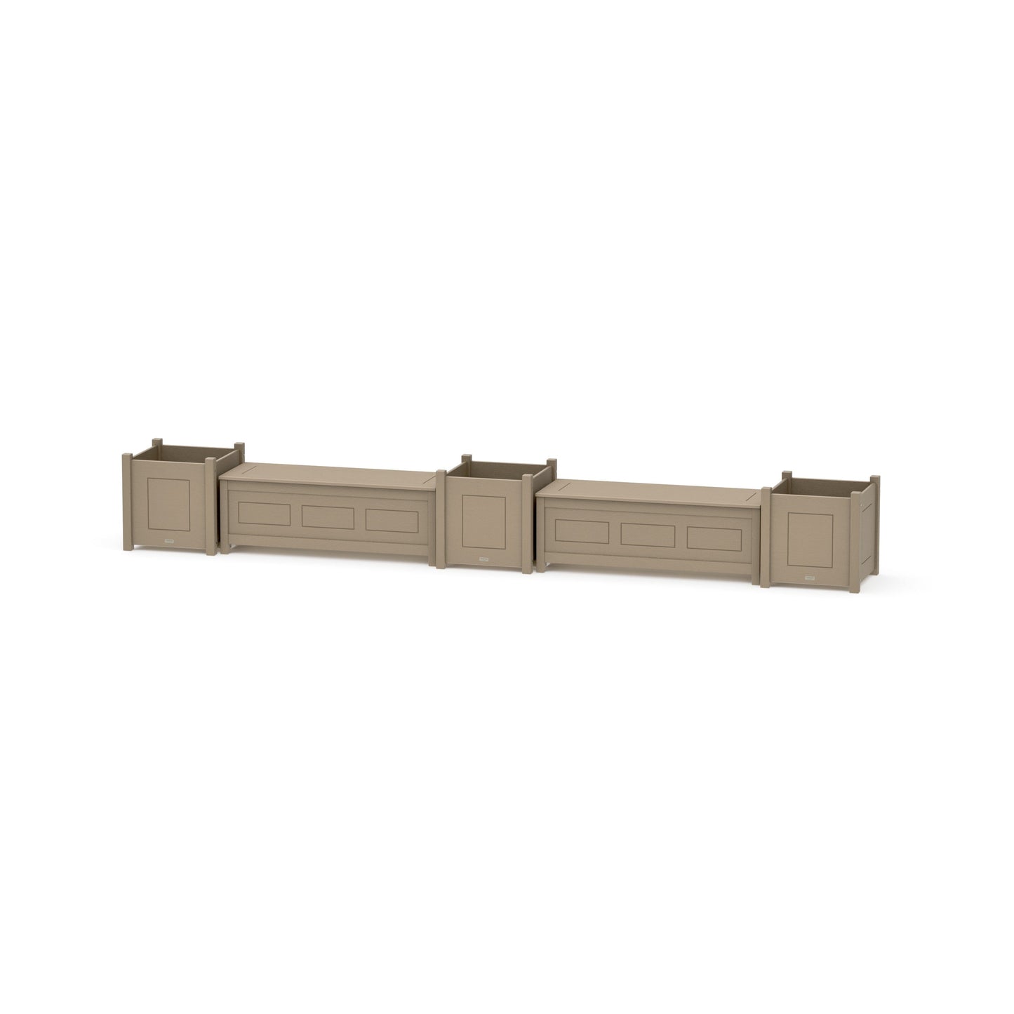 POLYWOOD 48" Country Living Straight Double Planter Storage Bench Set- Large — Vintage Sahara