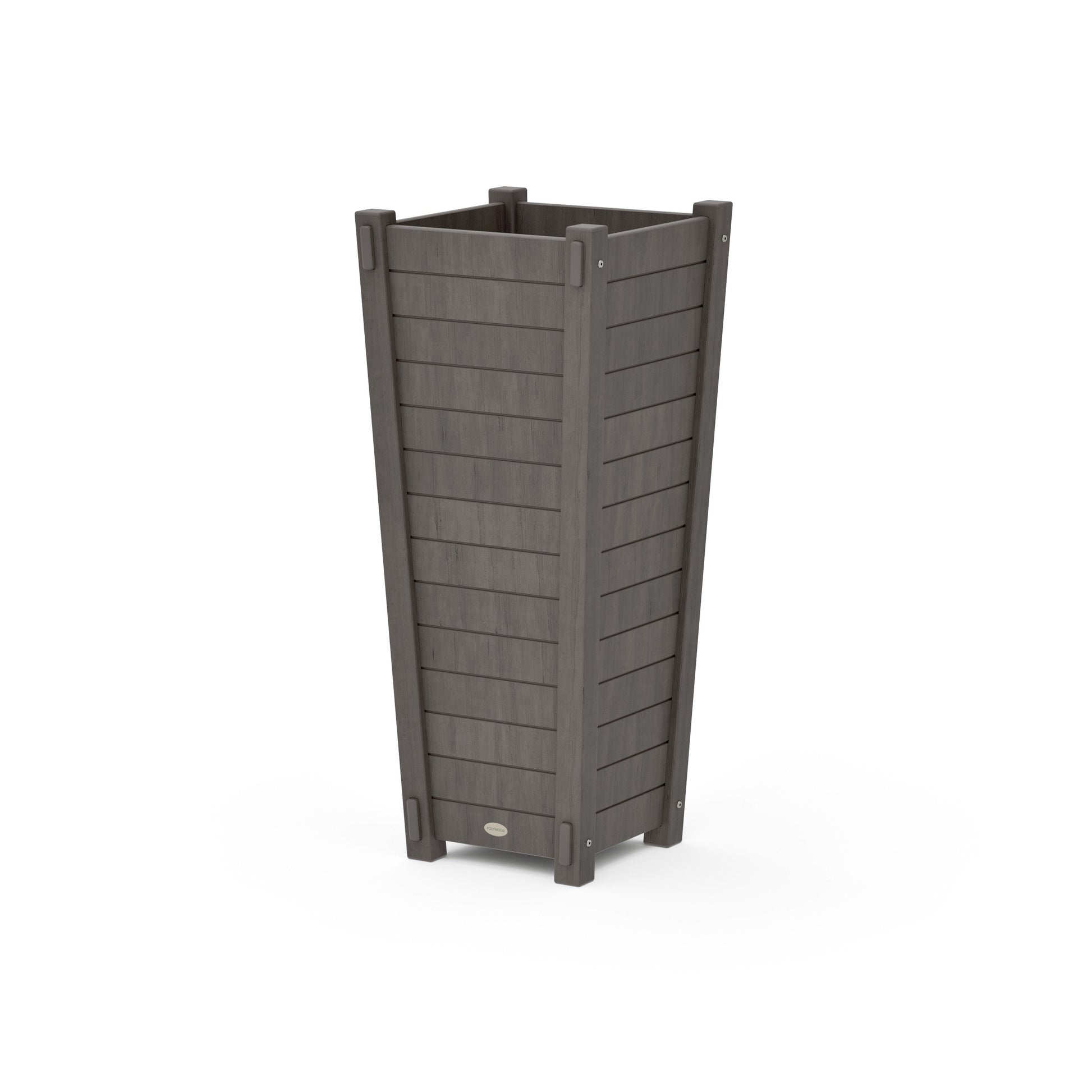 POLYWOOD Nautical Tapered Square Tall Planter Box — Driftwood