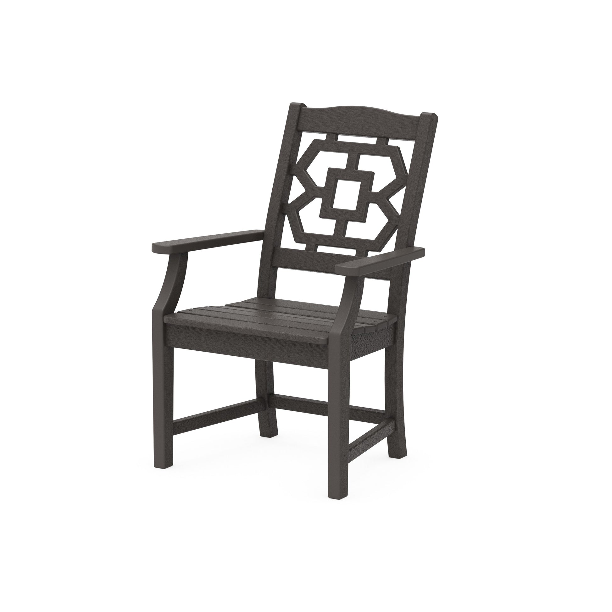 POLYWOOD Chinoiserie Dining Arm Chair — Vintage Coffee