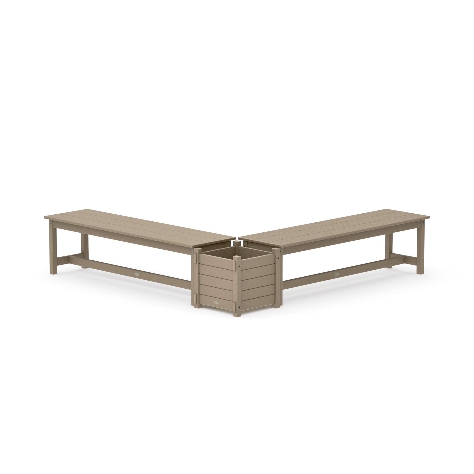 POLYWOOD 60" Nautical L- Shaped Planter Bench Set — Vintage Sahara