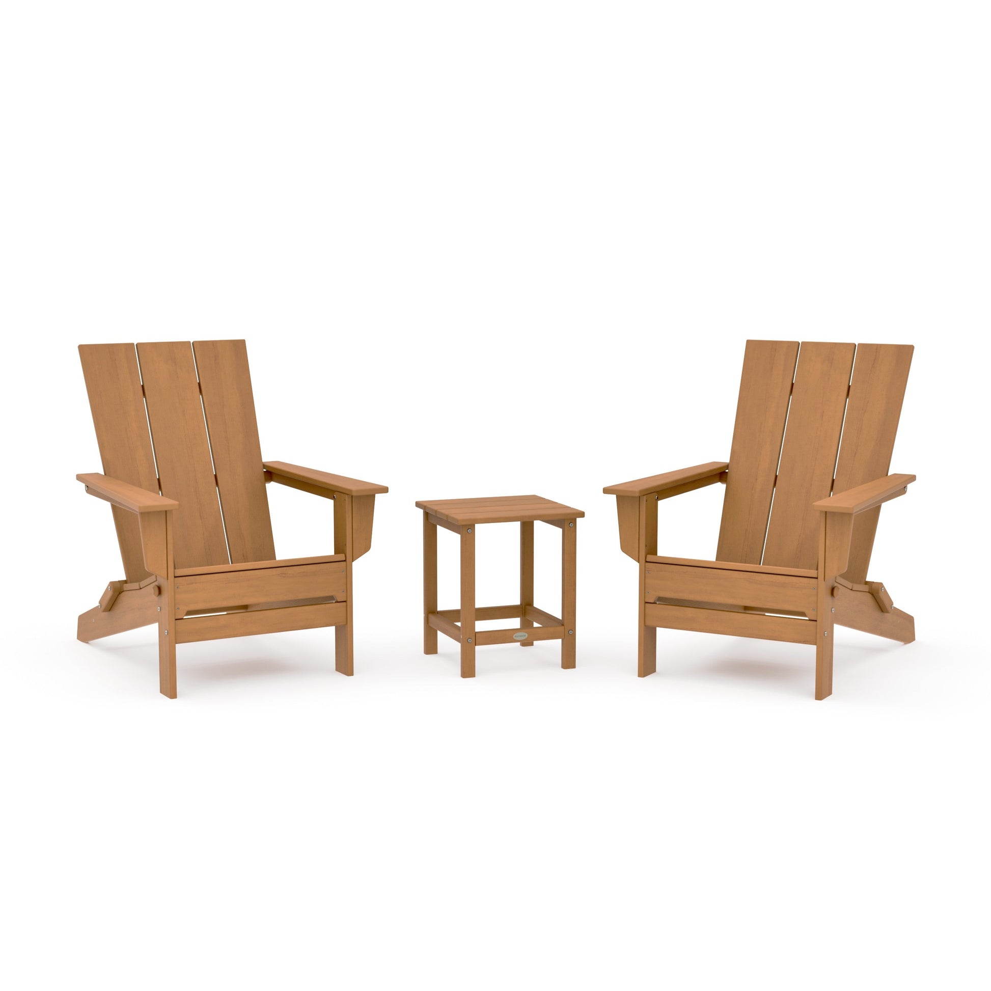 POLYWOOD 3-Piece Modern Studio Folding Adirondack Set — Natural