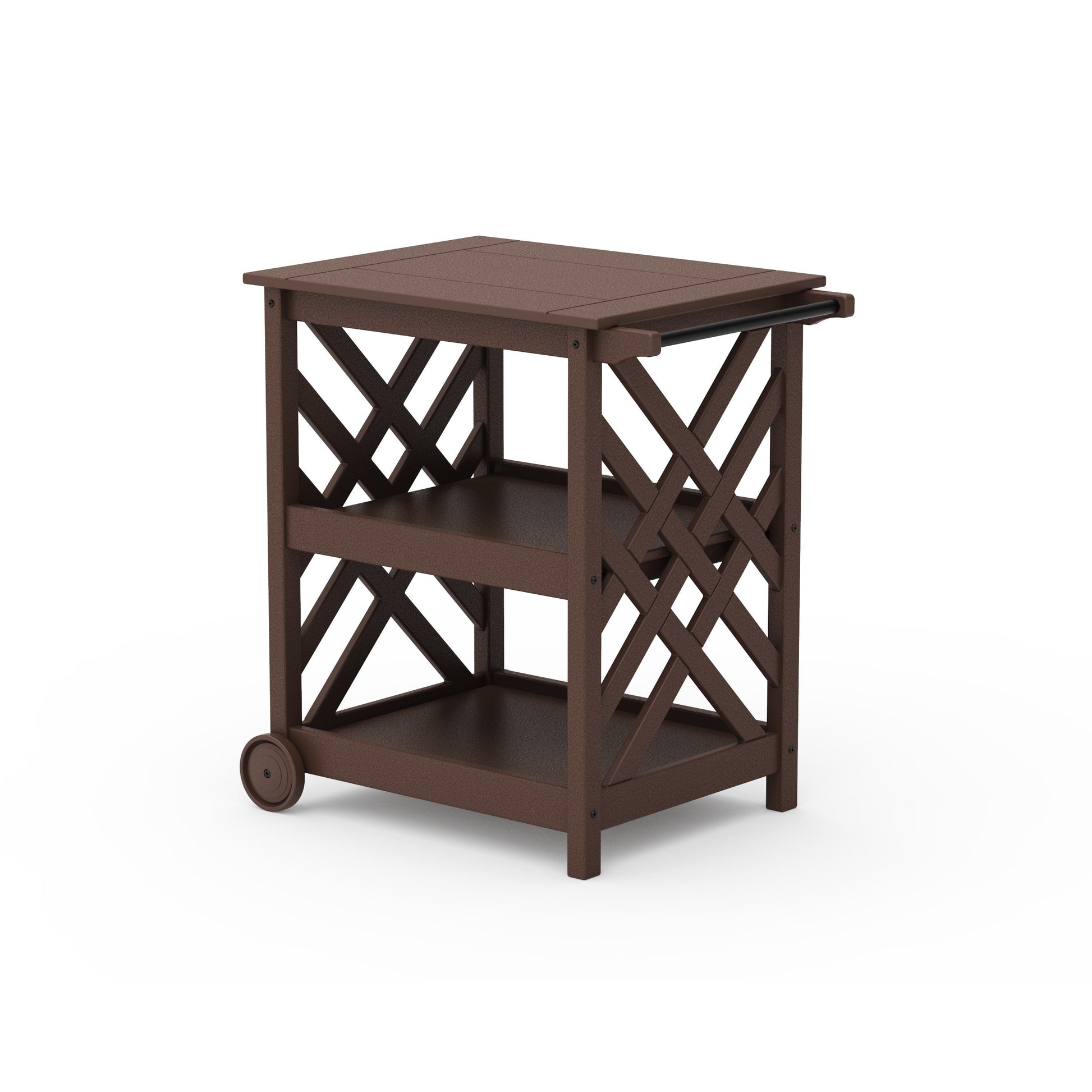 POLYWOOD Wovendale Bar Cart — Mahogany