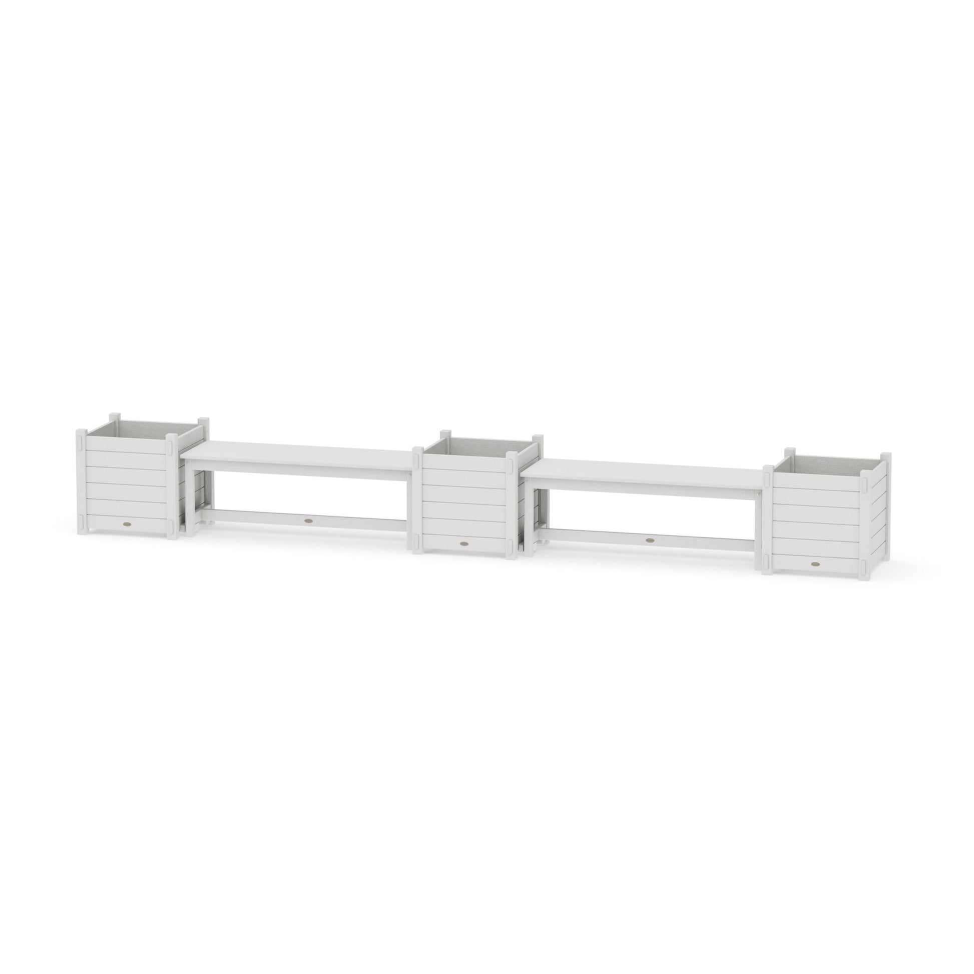 POLYWOOD 48" Nautical Straight Double Planter Bench Set - Large — Vintage White
