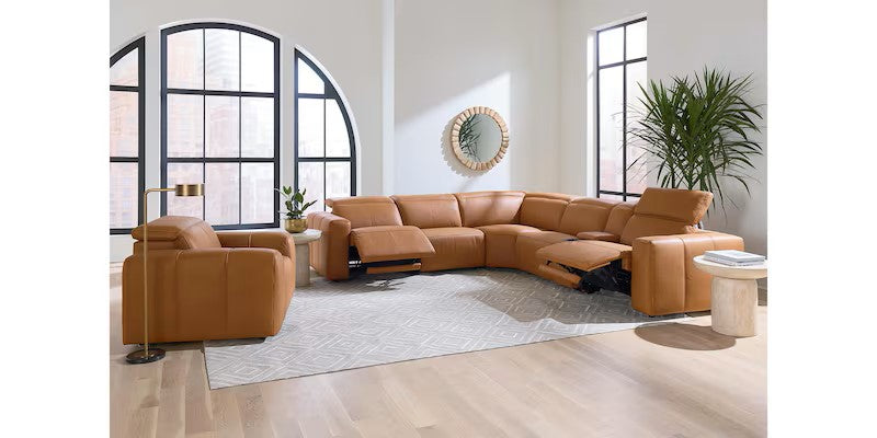 Bassett - Club Level - Airy Leather Power Reclining Sectional