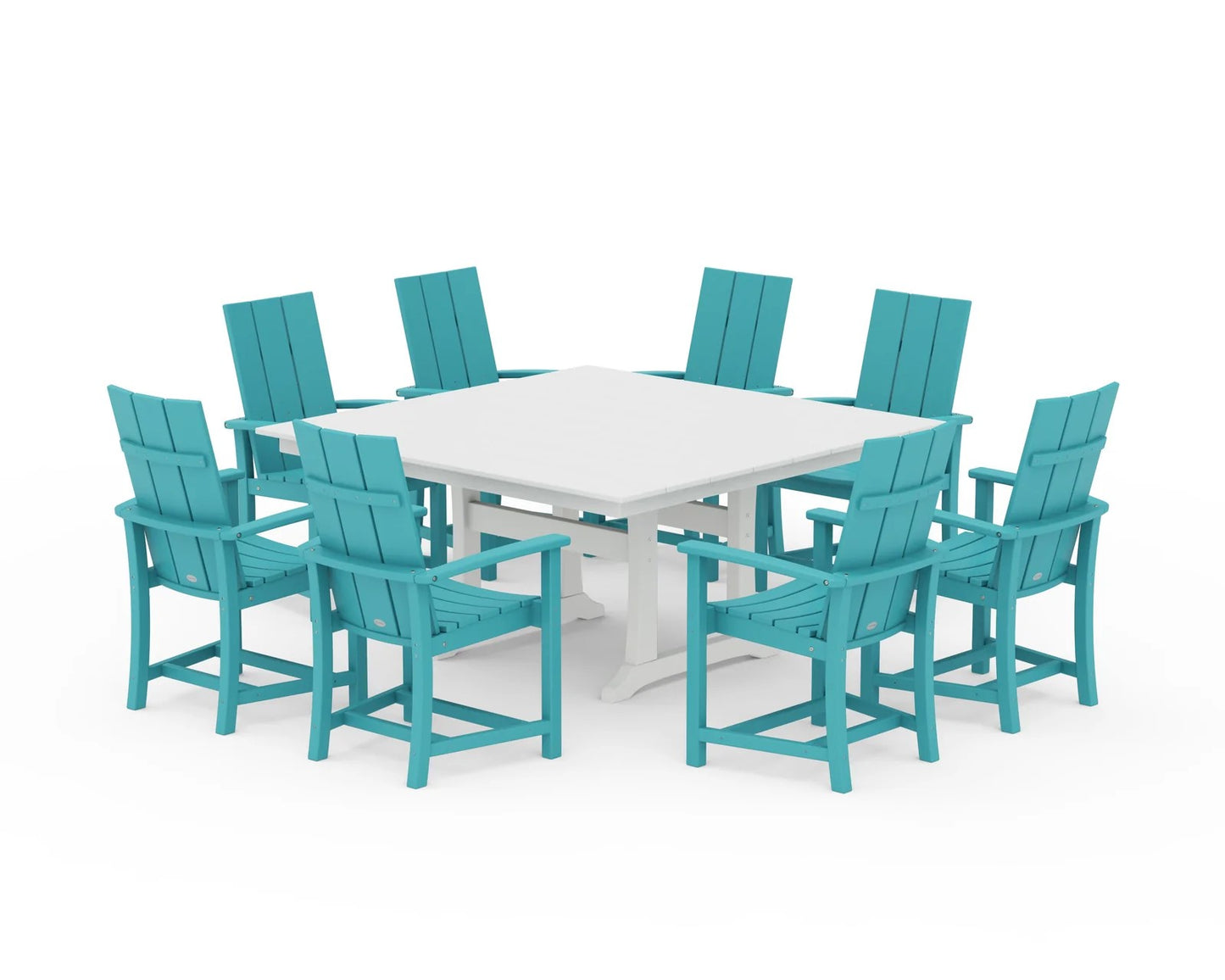 Polywood - Modern Adirondack 9-Piece Farmhouse Trestle Dining Set - FREE SHIPPING