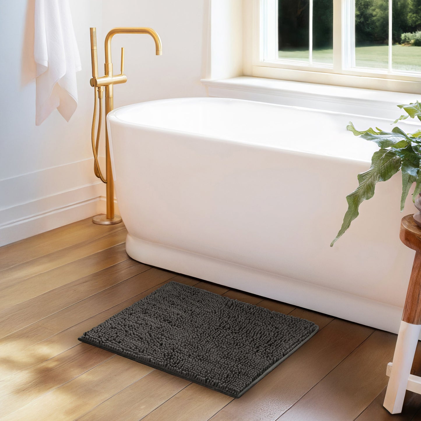 Ultra-Plush Bath Mat, Soft and Absorbent Chenille with Anti-Skid Rubber Backing