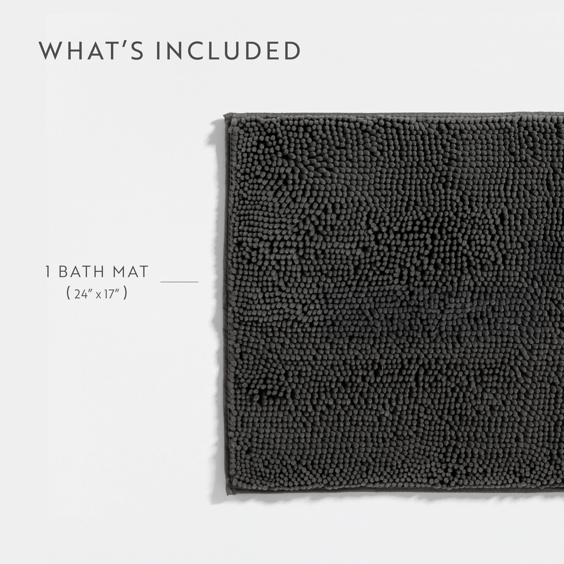 Ultra-Plush Bath Mat, Soft and Absorbent Chenille with Anti-Skid Rubber Backing