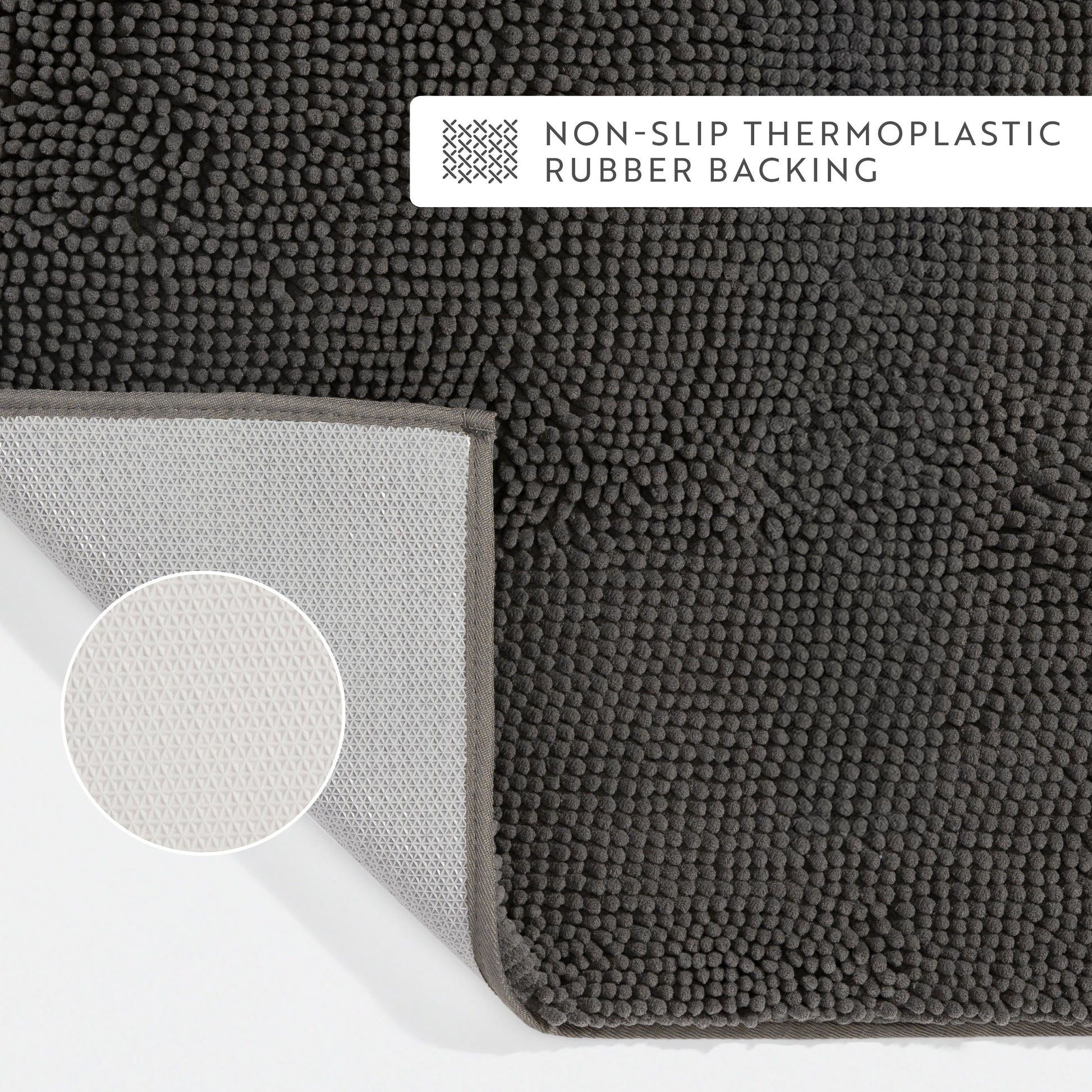 Ultra-Plush Bath Mat, Soft and Absorbent Chenille with Anti-Skid Rubber Backing