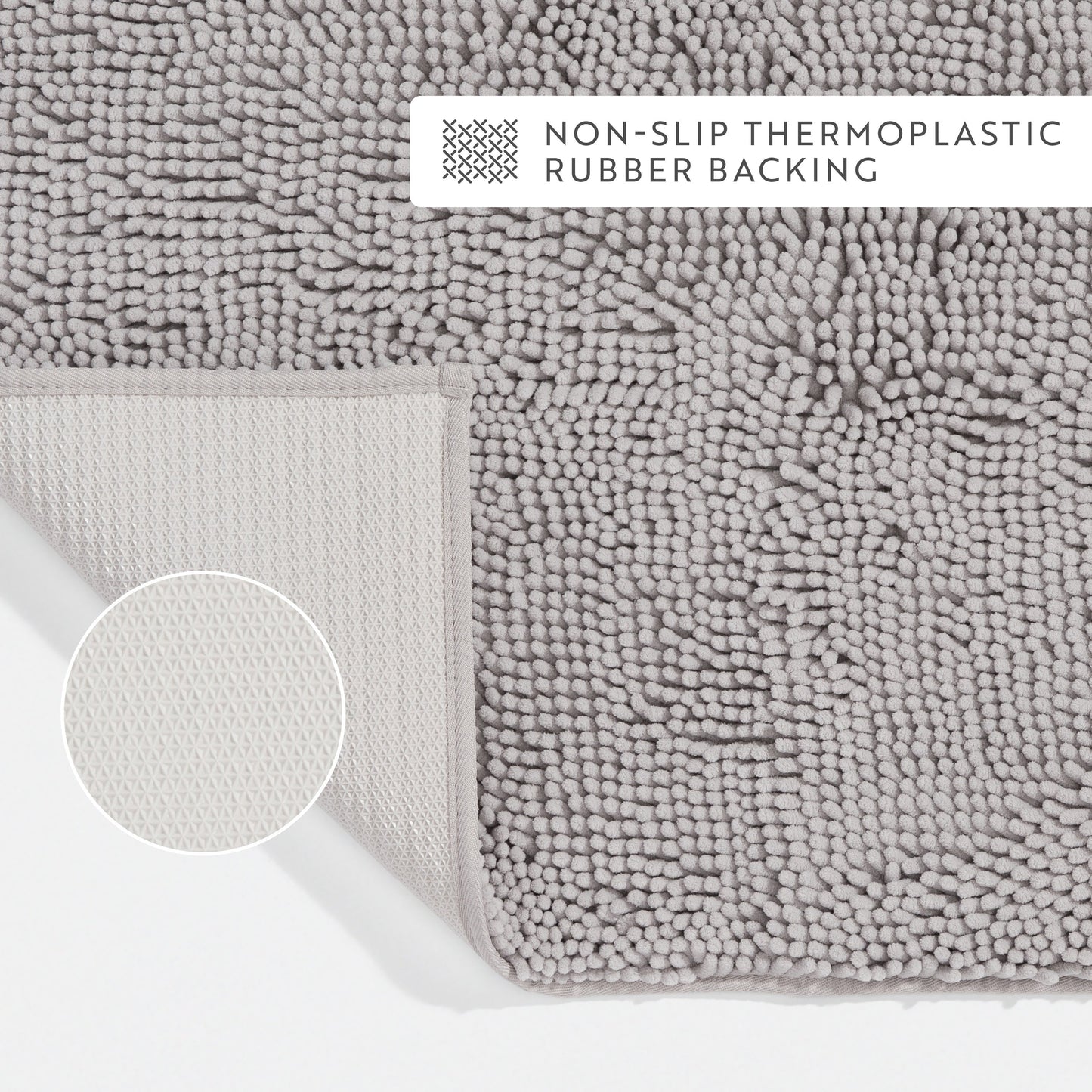 Ultra-Plush Bath Mat, Soft and Absorbent Chenille with Anti-Skid Rubber Backing