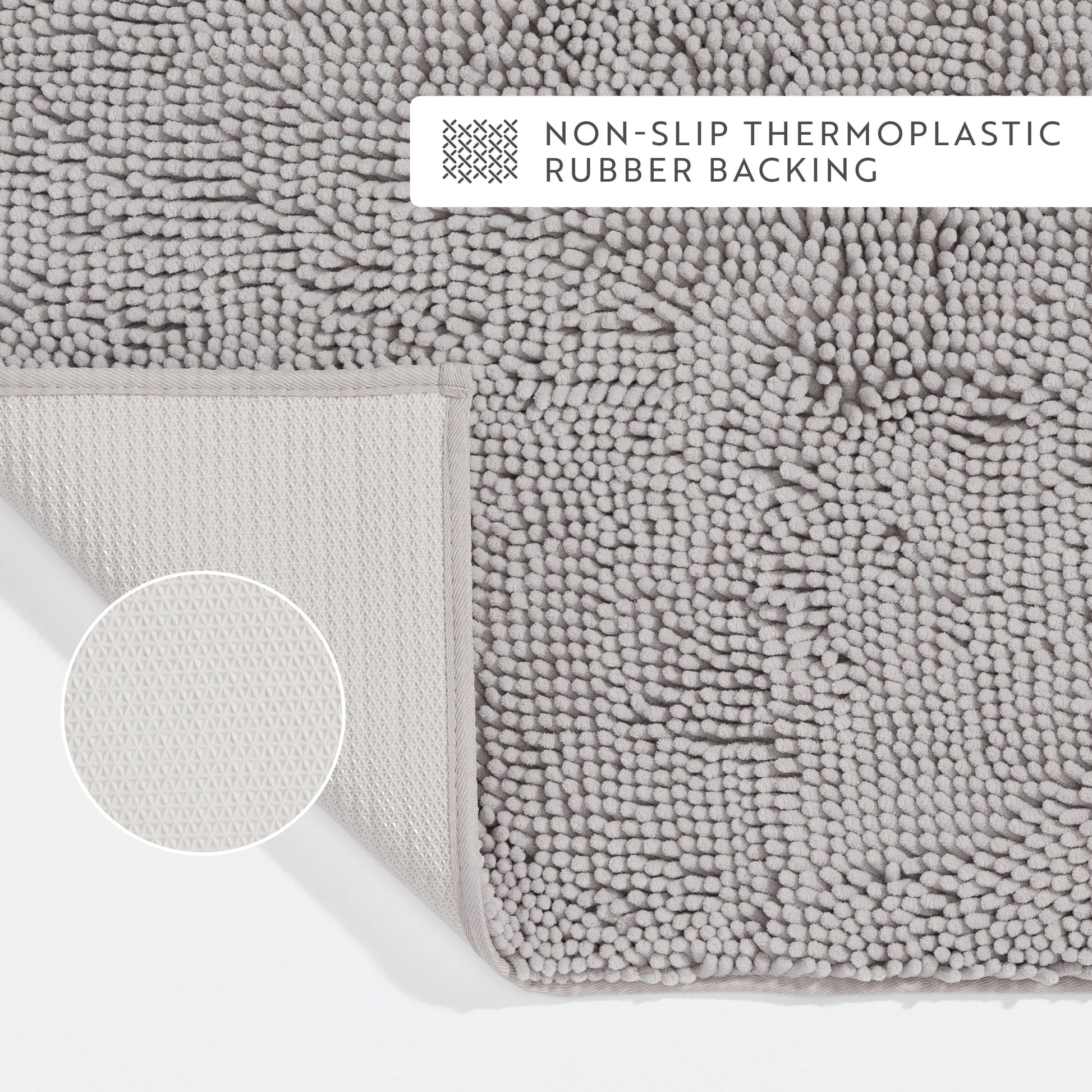 Ultra-Plush Bath Mat, Soft and Absorbent Chenille with Anti-Skid Rubber Backing