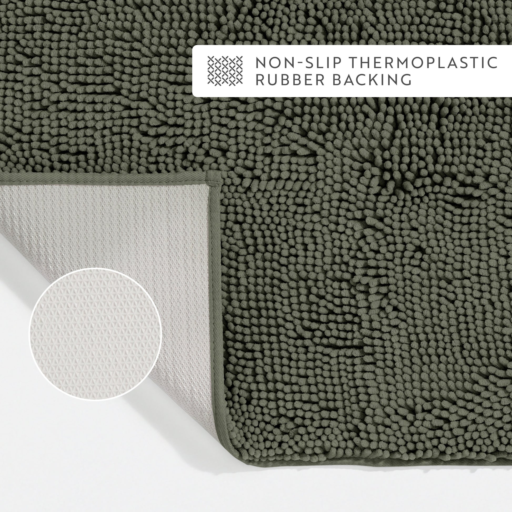 Ultra-Plush Bath Mat, Soft and Absorbent Chenille with Anti-Skid Rubber Backing