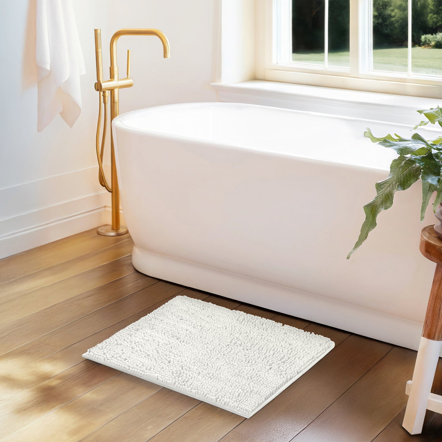Ultra-Plush Bath Mat, Soft and Absorbent Chenille with Anti-Skid Rubber Backing