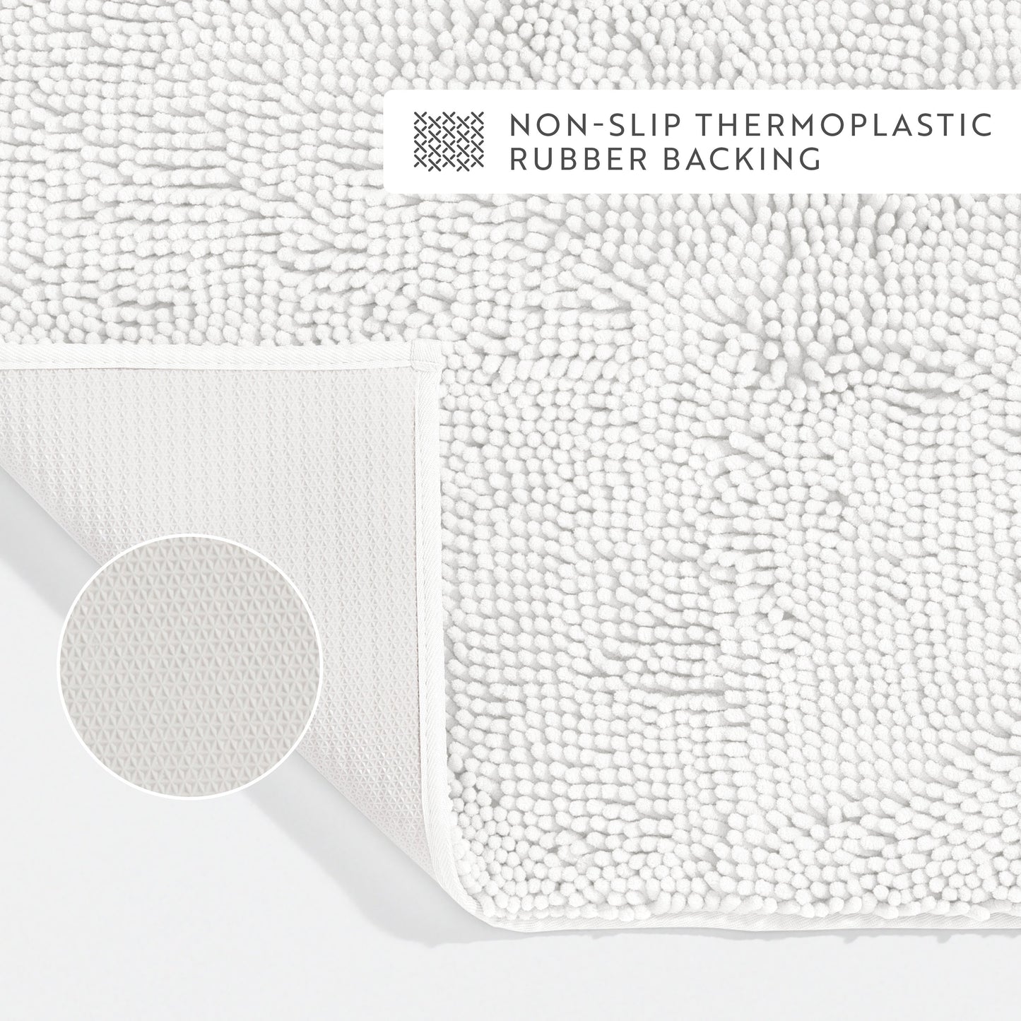 Ultra-Plush Bath Mat, Soft and Absorbent Chenille with Anti-Skid Rubber Backing