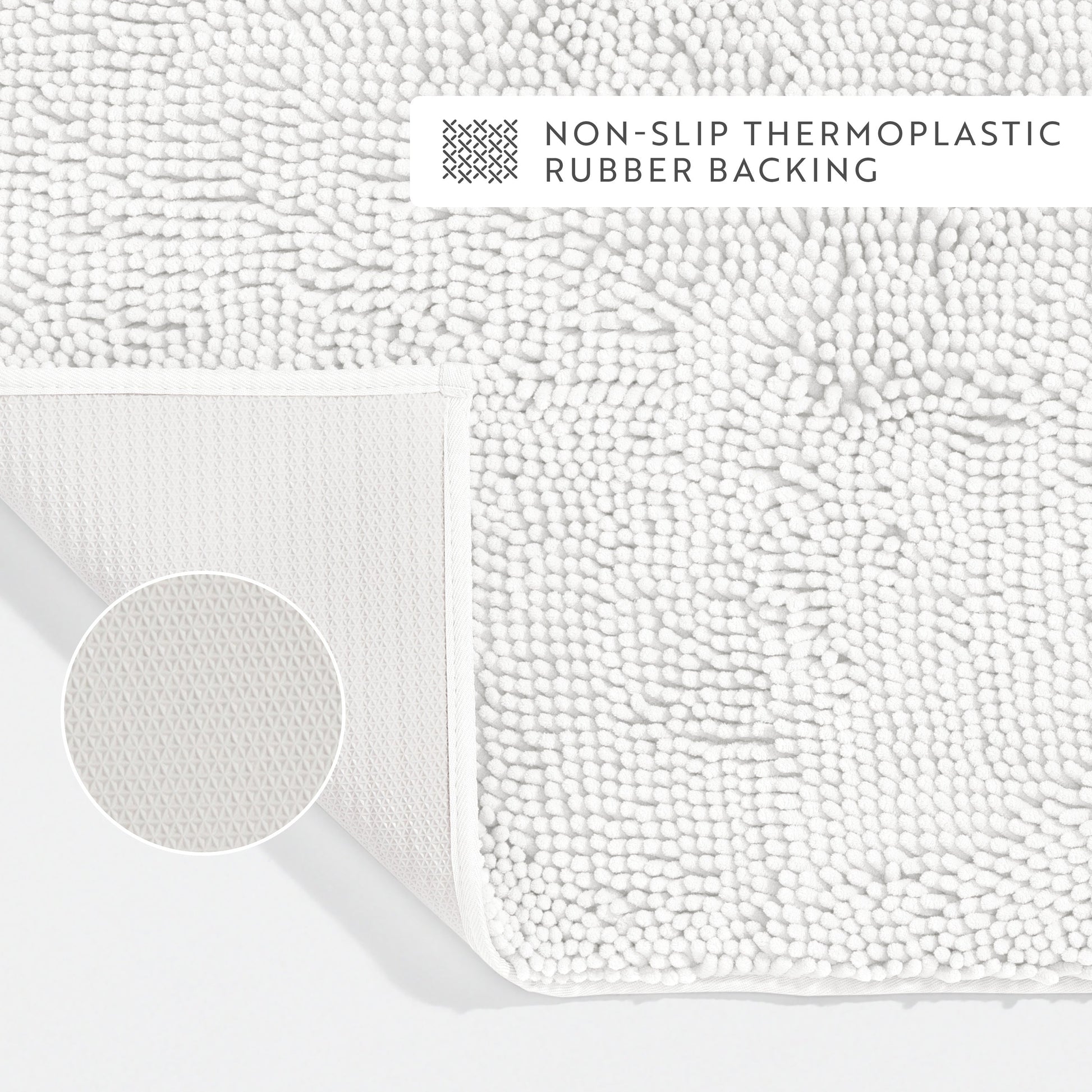 Ultra-Plush Bath Mat, Soft and Absorbent Chenille with Anti-Skid Rubber Backing