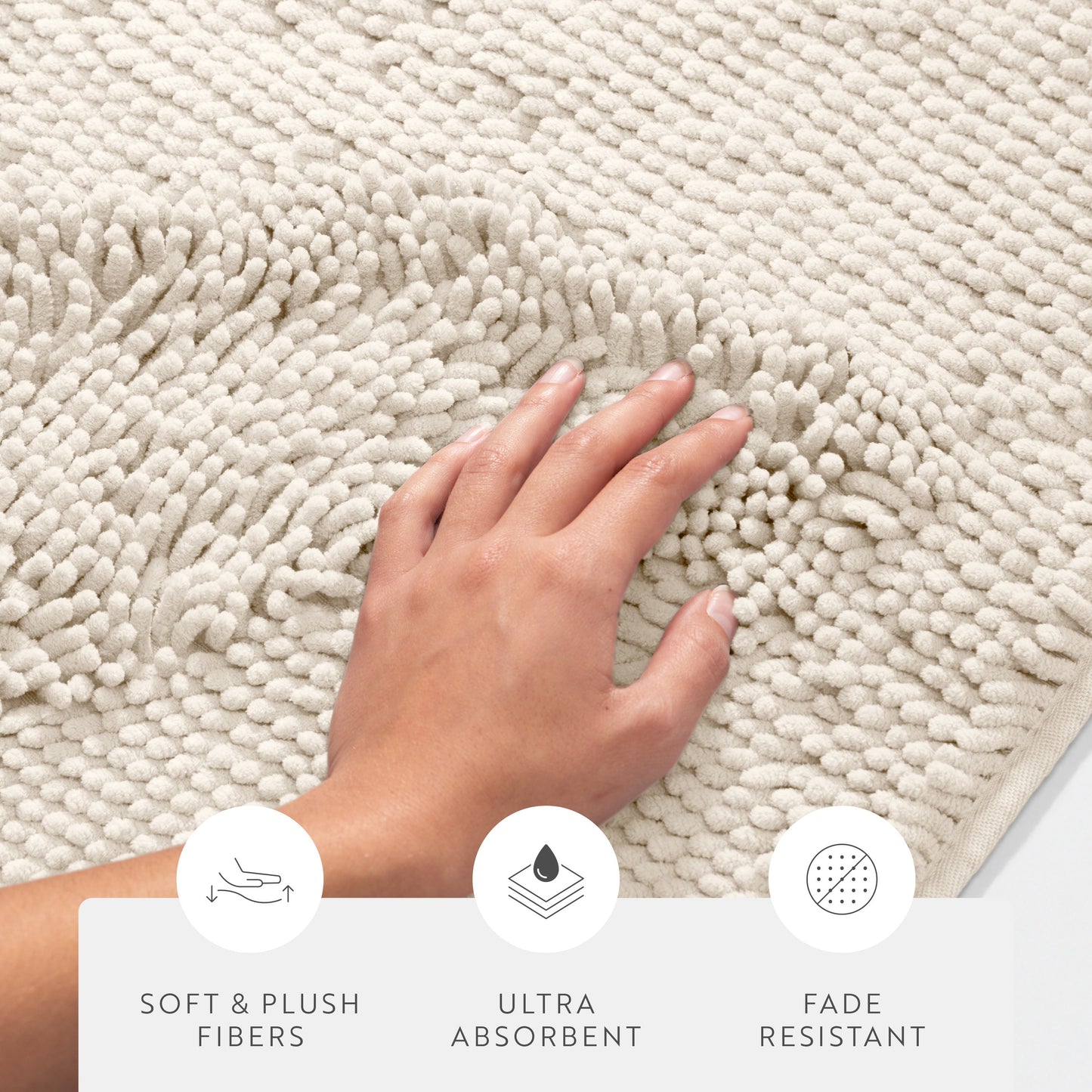 Ultra-Plush Bath Mat, Soft and Absorbent Chenille with Anti-Skid Rubber Backing