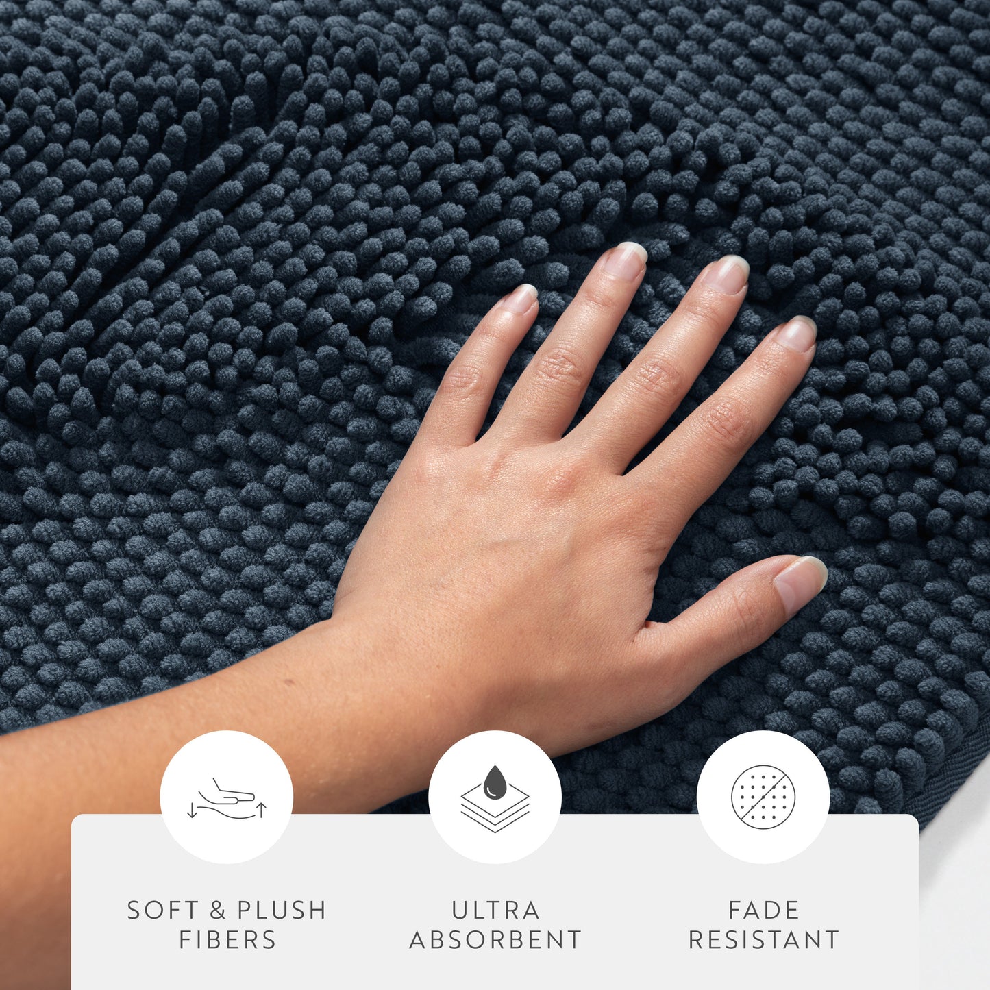 Ultra-Plush Bath Mat, Soft and Absorbent Chenille with Anti-Skid Rubber Backing