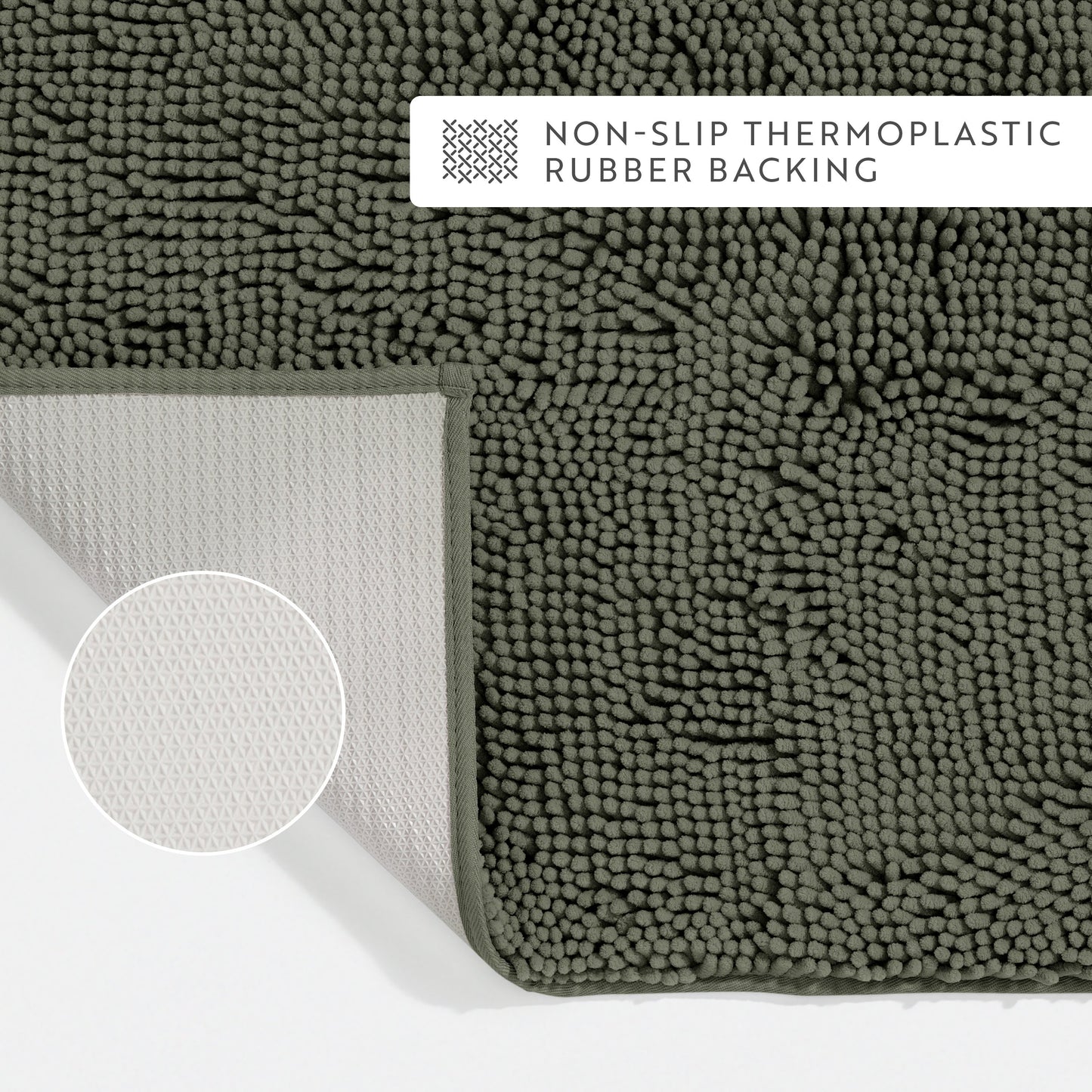 Ultra-Plush Bath Mat, Soft and Absorbent Chenille with Anti-Skid Rubber Backing