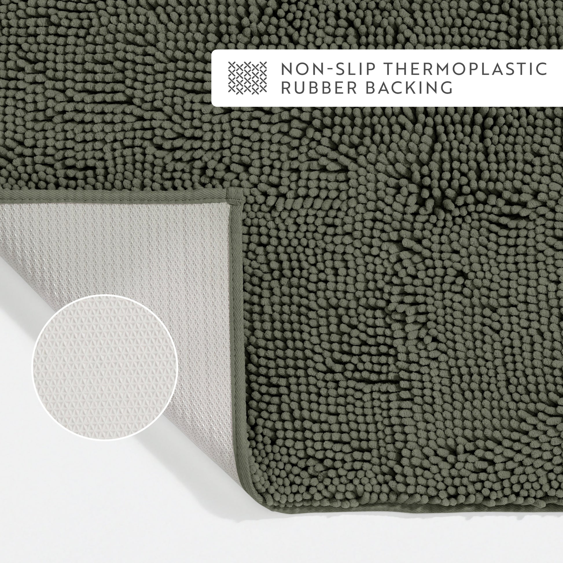 Ultra-Plush Bath Mat, Soft and Absorbent Chenille with Anti-Skid Rubber Backing