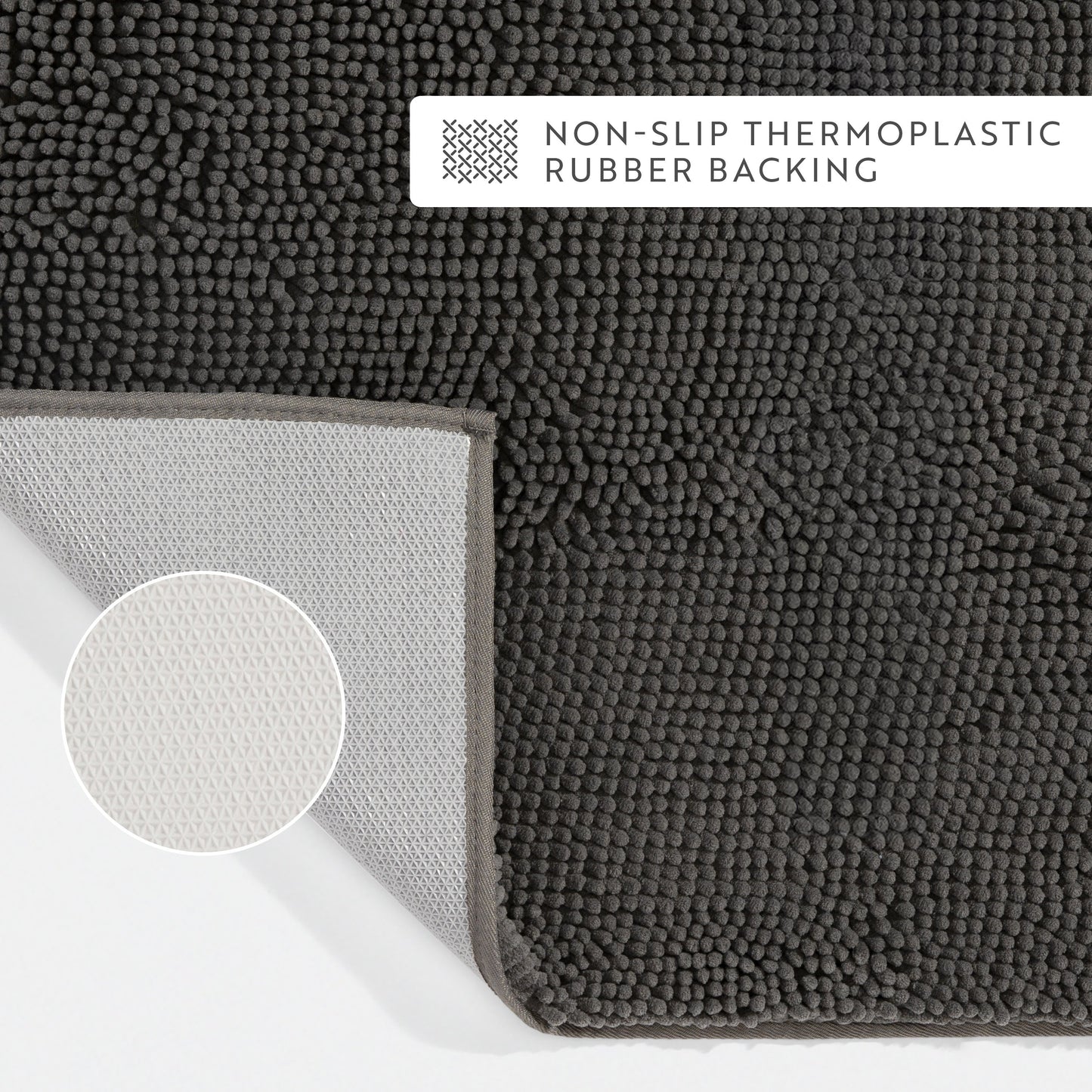 Ultra-Plush Bath Mat, Soft and Absorbent Chenille with Anti-Skid Rubber Backing