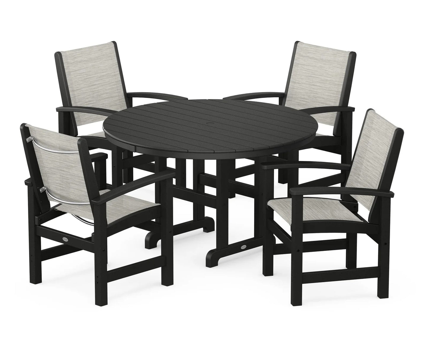 Polywood - Coastal 5-Piece Round Farmhouse Dining Set - FREE SHIPPING