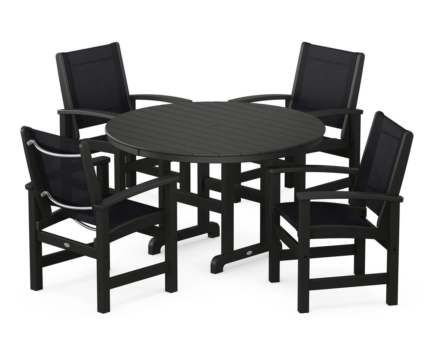 Polywood - Coastal 5-Piece Round Farmhouse Dining Set - FREE SHIPPING