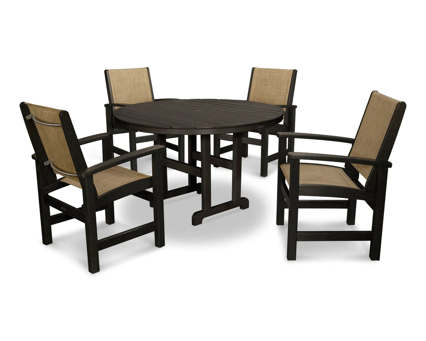 Polywood - Coastal 5-Piece Round Farmhouse Dining Set - FREE SHIPPING