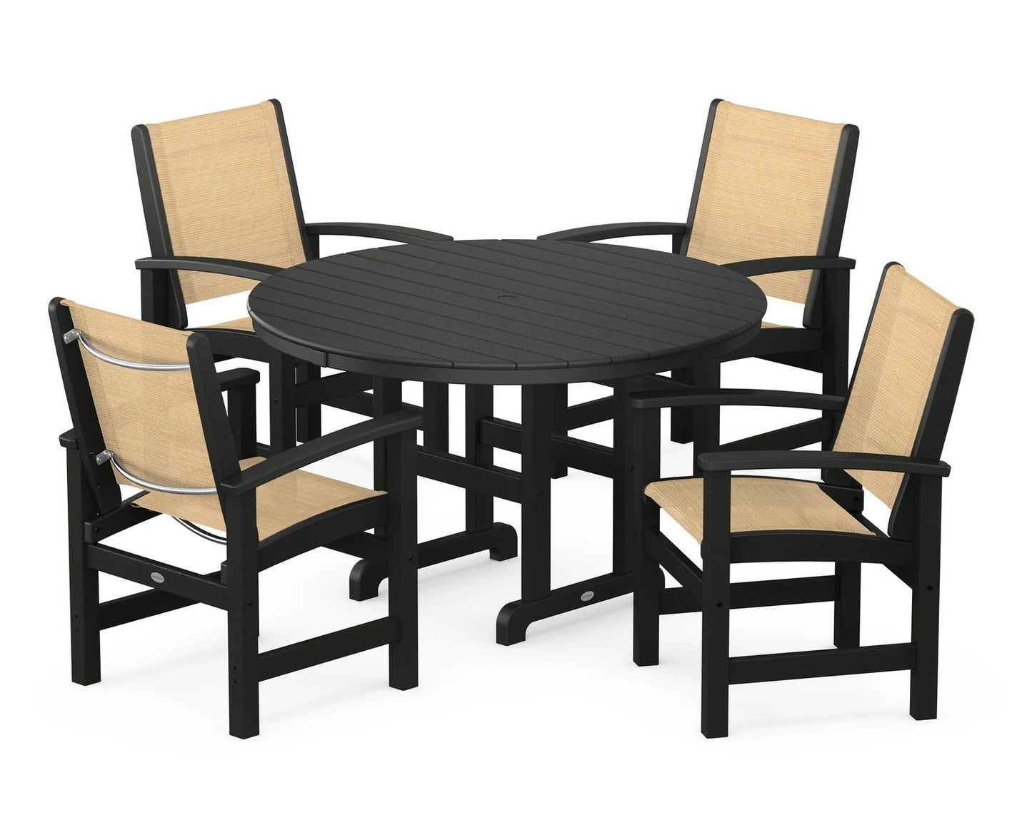 Polywood - Coastal 5-Piece Round Farmhouse Dining Set - FREE SHIPPING