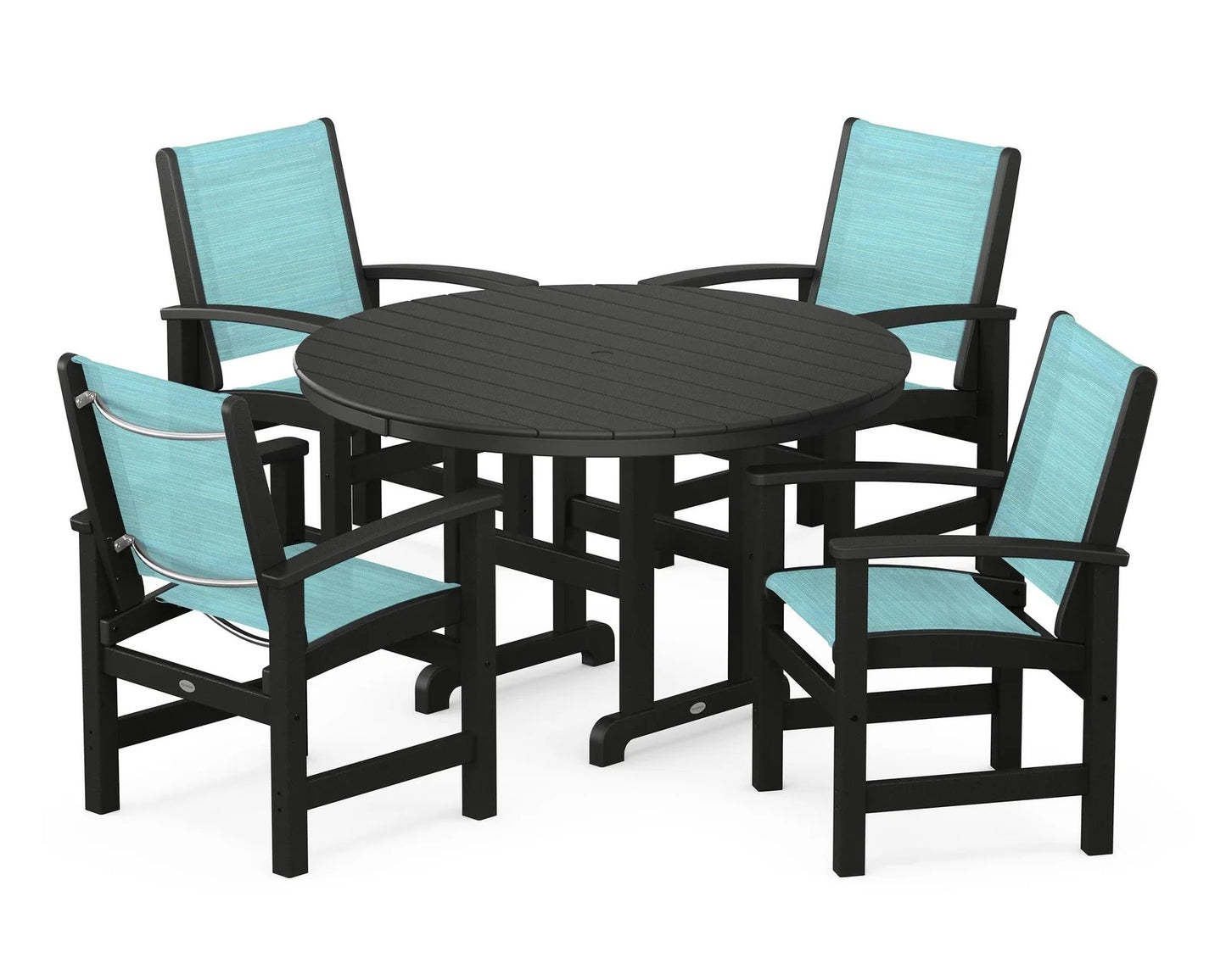 Polywood - Coastal 5-Piece Round Farmhouse Dining Set - FREE SHIPPING