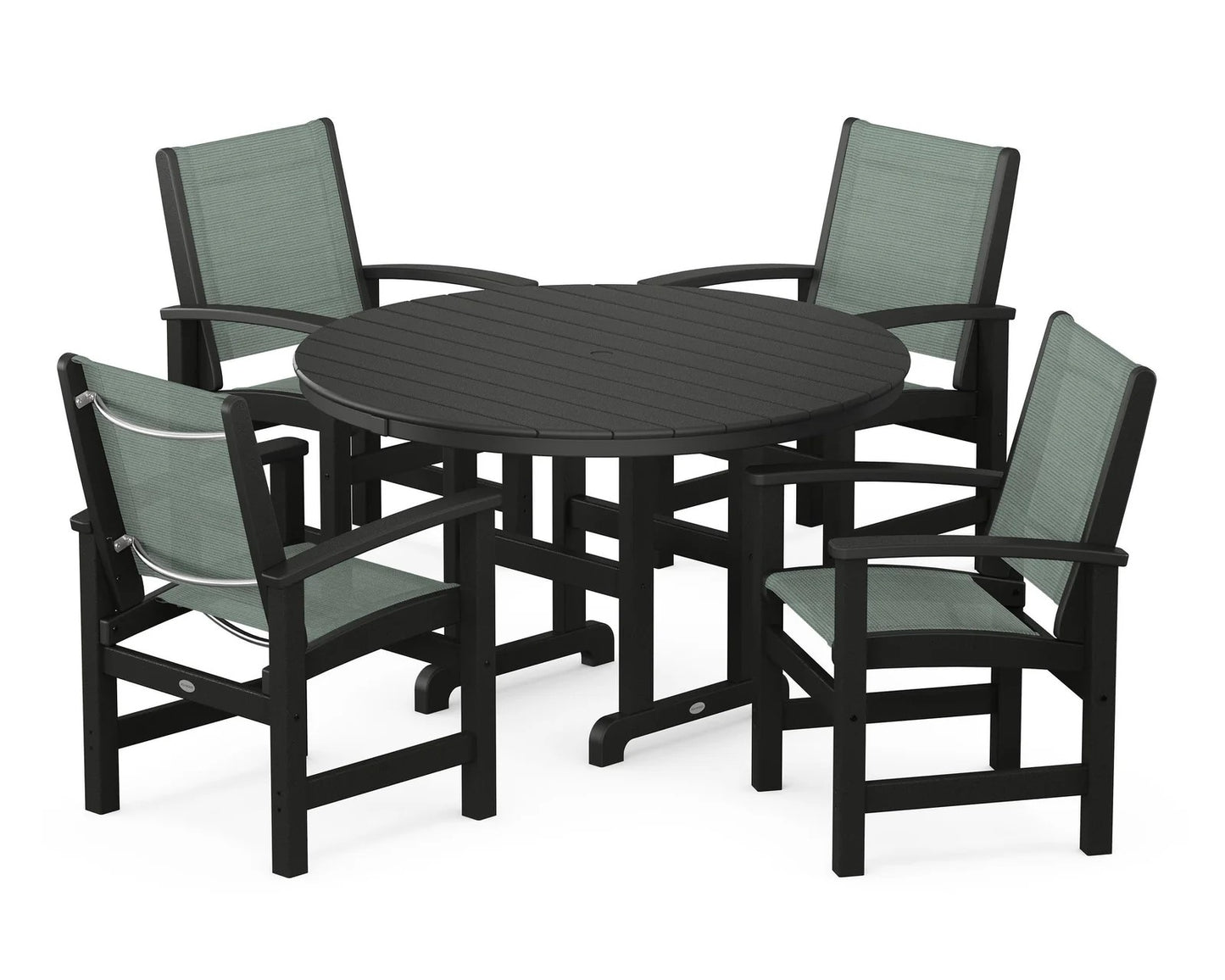 Polywood - Coastal 5-Piece Round Farmhouse Dining Set - FREE SHIPPING