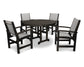 Polywood - Coastal 5-Piece Round Farmhouse Dining Set - FREE SHIPPING