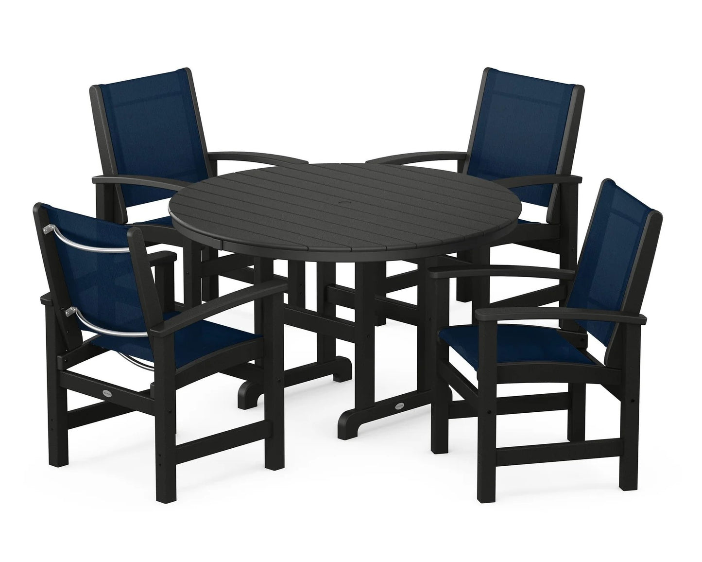 Polywood - Coastal 5-Piece Round Farmhouse Dining Set - FREE SHIPPING
