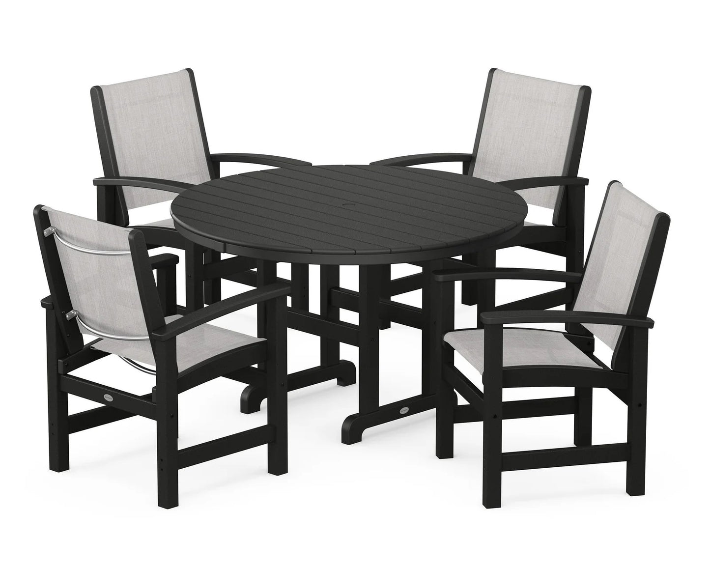 Polywood - Coastal 5-Piece Round Farmhouse Dining Set - FREE SHIPPING