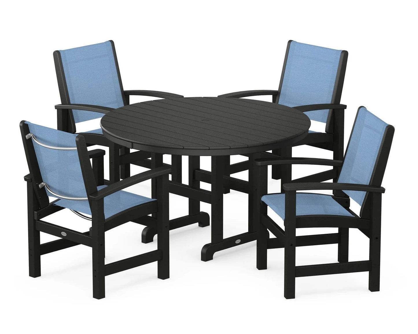 Polywood - Coastal 5-Piece Round Farmhouse Dining Set - FREE SHIPPING